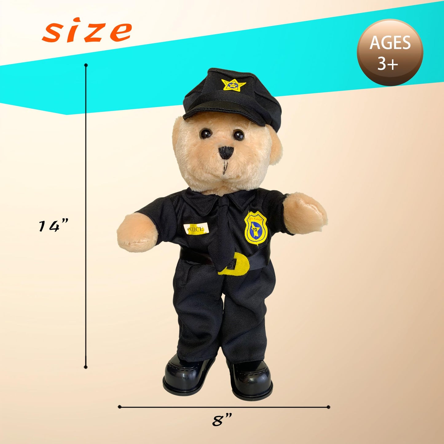 Singing Dancing Police Teddy Bear Playing Bad Boys What You Gonna DO Song – Musical Interactive Stuffed Animal Plush Cop Toy for Kids Adults, 14”