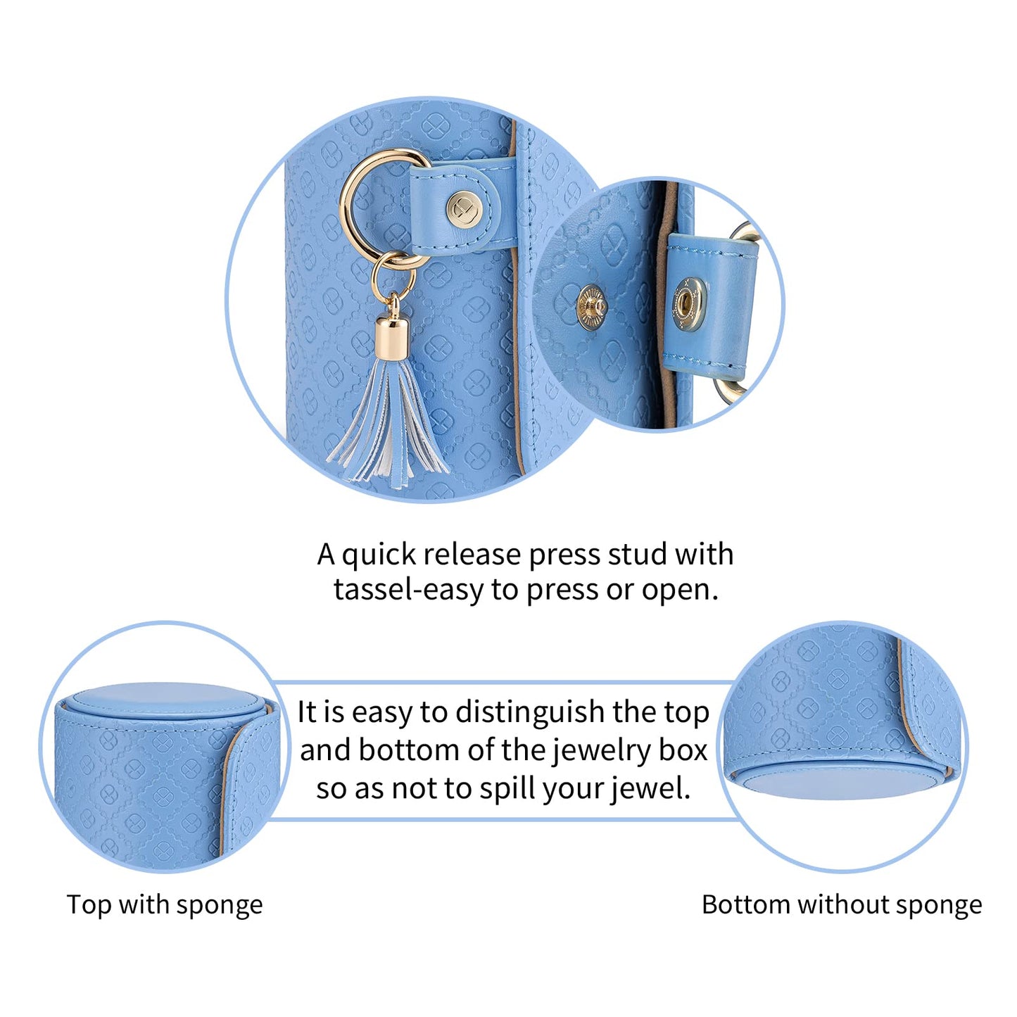 Vlando Christmas Gifts for Mom, Women, Wife - Travel Jewelry Oragnizer, 3-Layer Jewelry Storage Box, Travel Essential Accessories for Women, Gifts for Travelers Couples Mom Friends - Blue