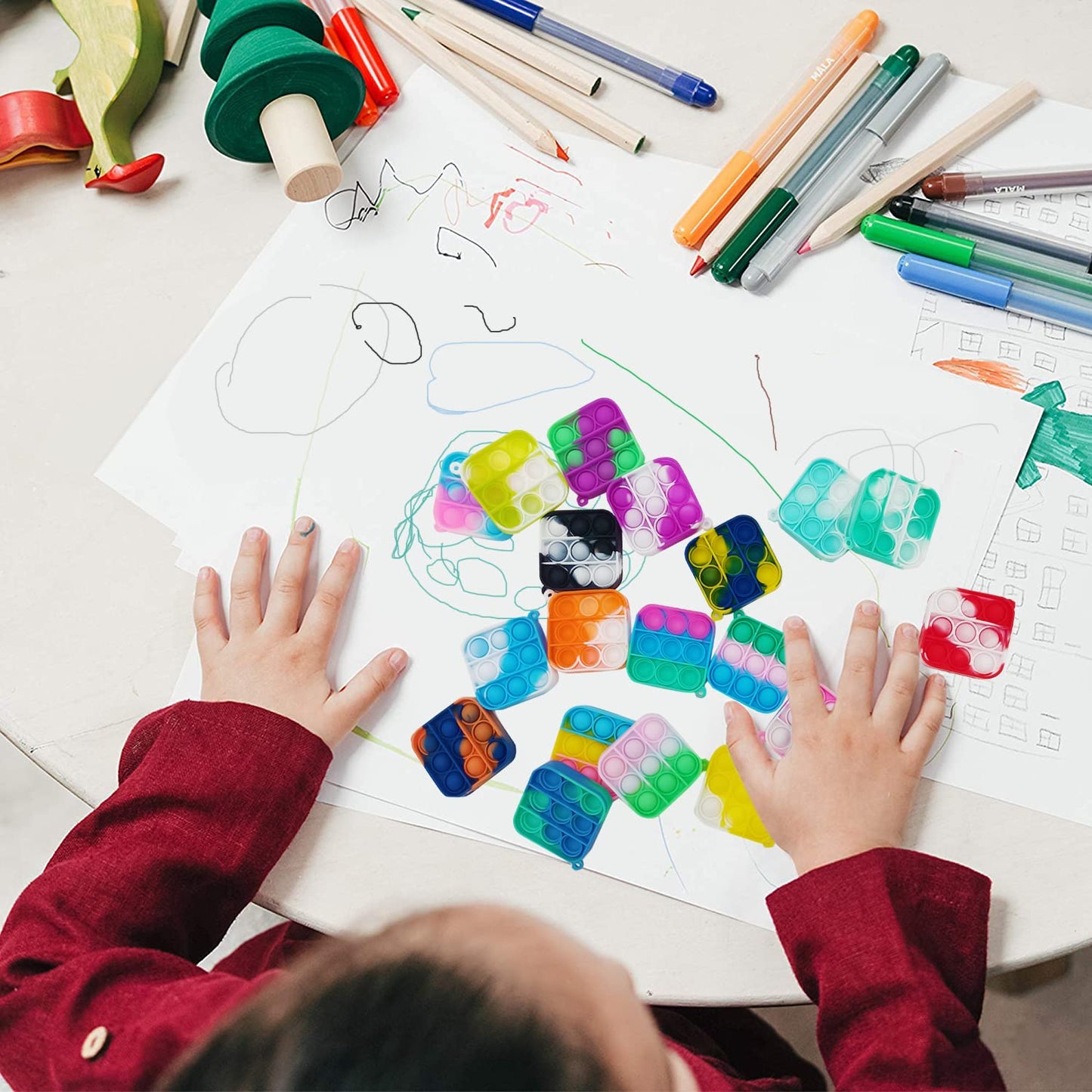 120 Pcs Mini Pop Bubble Fidget Toys for Party Favors, Small Silicone Pop Keychain Bulk for ClassroomC Prizes,Goodie Bag Stuffers Christmas Valentine Gifts for Kid Student