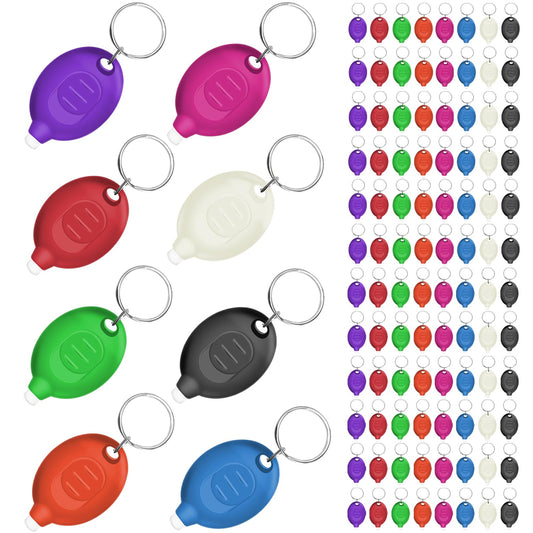 Daemson Mini LED Keychain Flashlight, Ultra Bright Tiny Flashlight, Small Keychain Flashlight White Light, Micro Pocket Key Ring LED Flashlight for Emergency Lighting - Multicolor Shell (96PCS)