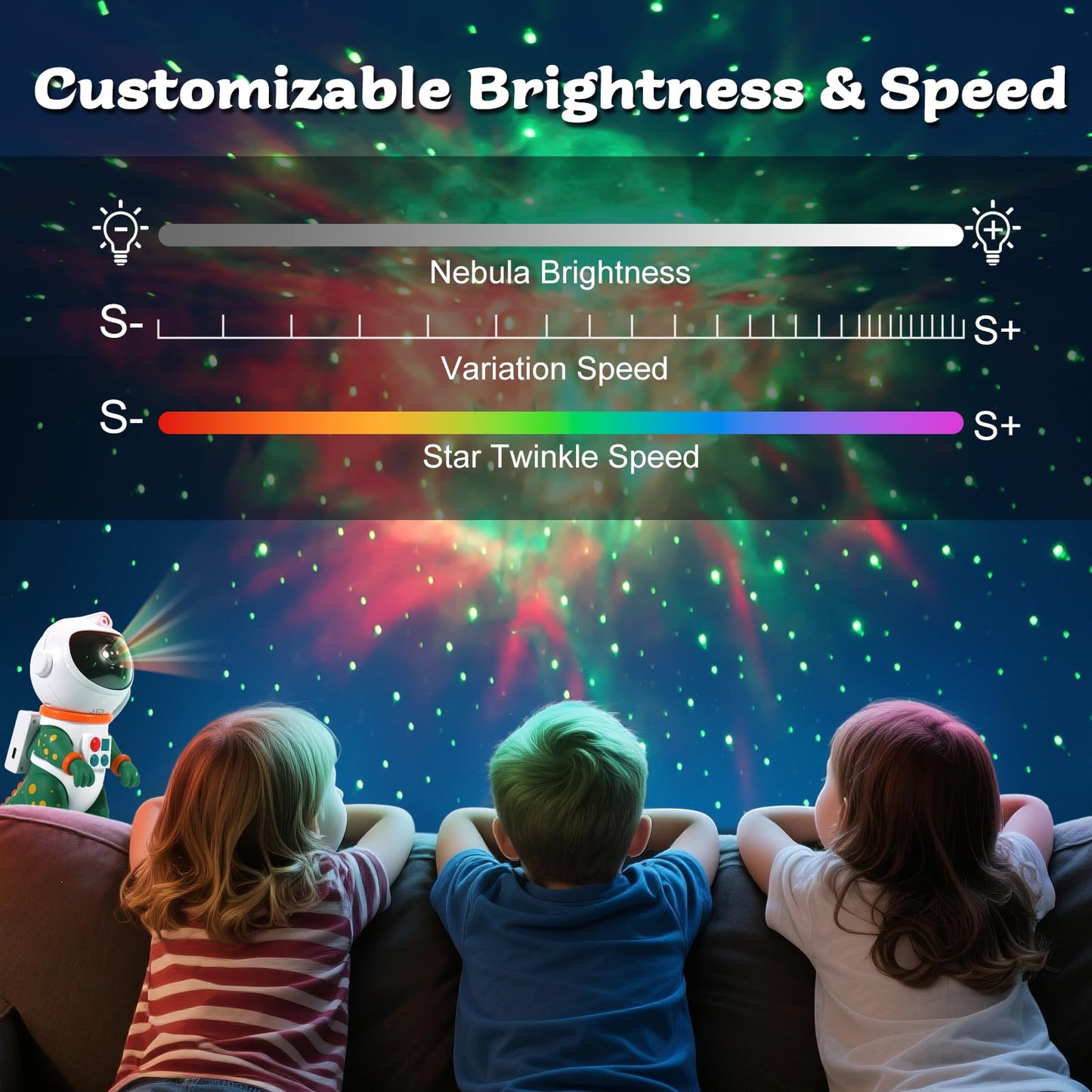 LOVME Galaxy Star Projection Night Light, Dinosaur Astronaut Space Projector with 8 Modes Starry Nebula Effects, Timer & Remote Control, Bedroom Ceiling Decor for Kids, Christmas Birthday Gift(Green)