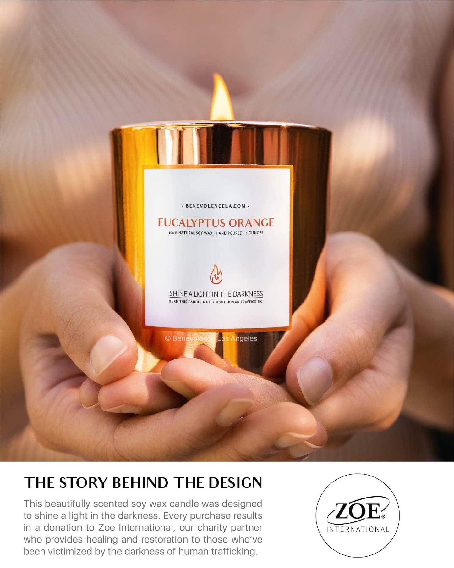 Benevolence LA Eucalyptus Orange Wood Wick Candles | Soy Scented Candles for Home | Gifts for Women and Men | Home Fragrance | Aromatherapy | Shelf Decor, Bathroom Freshener | 8oz, 45 Hour Burn