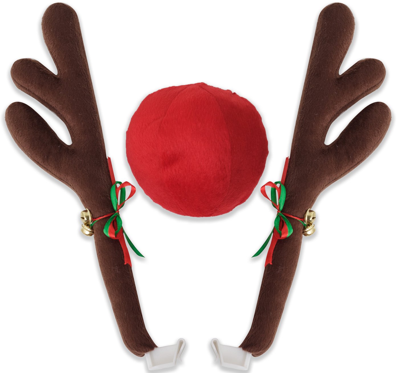 OxGord Car Reindeer Antlers & Nose - Christmas Decorations Best for Window Roof-Top & Grille Rudolph Reindeer Kit - Auto Holiday Accessories Decoration Kit Also for SUV Van Truck