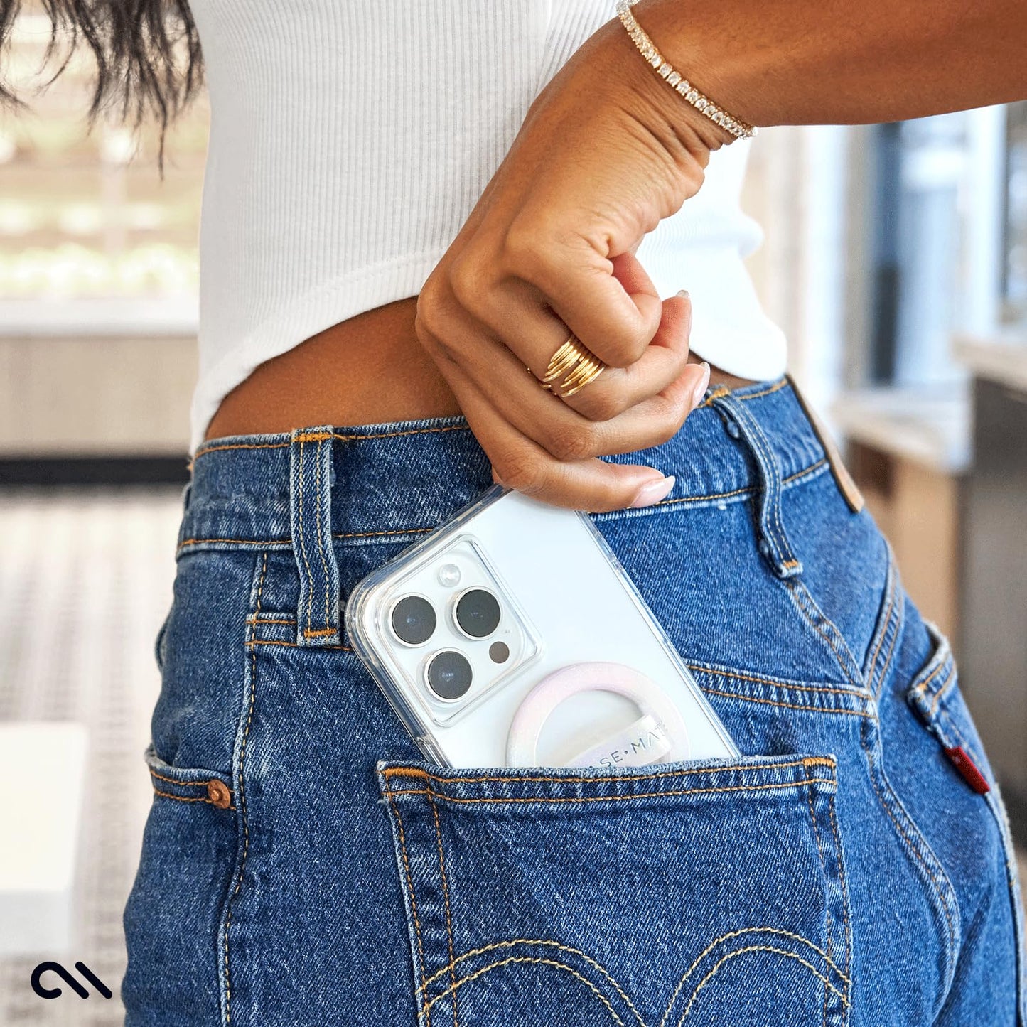 Case-Mate Soap Bubble MagSage Phone Grip - Detachable Holder for Hand - Thin Collapsible Soft Loop Magnetic Phone Grip for iPhone 16 Pro Max /15 Pro Max/14/13/12/S25 Ultra - Iridescent