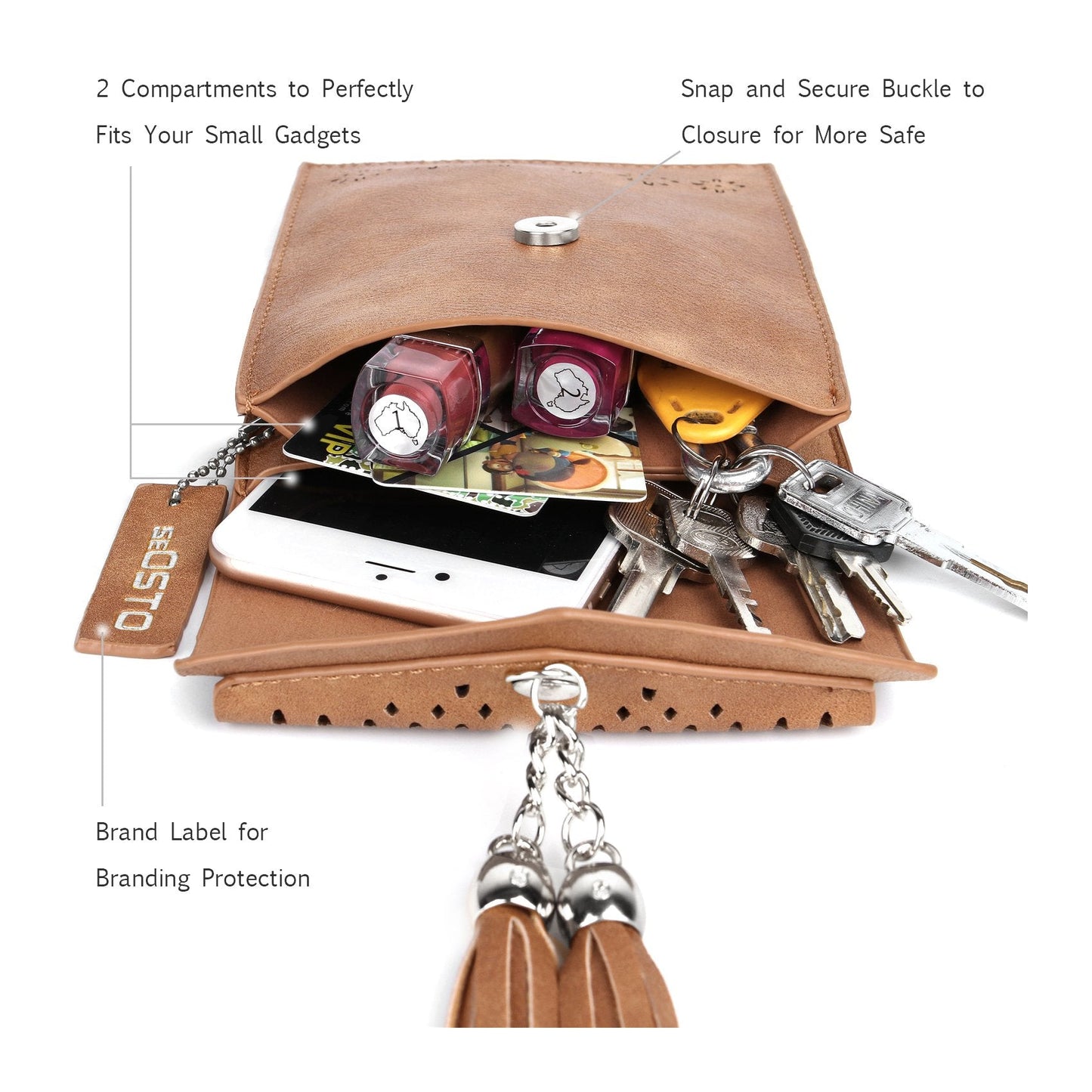 seOSTO Womens Small Crossbody Bag For Woman, Tassel Wallet Purse，Gifts For Teenage Girls