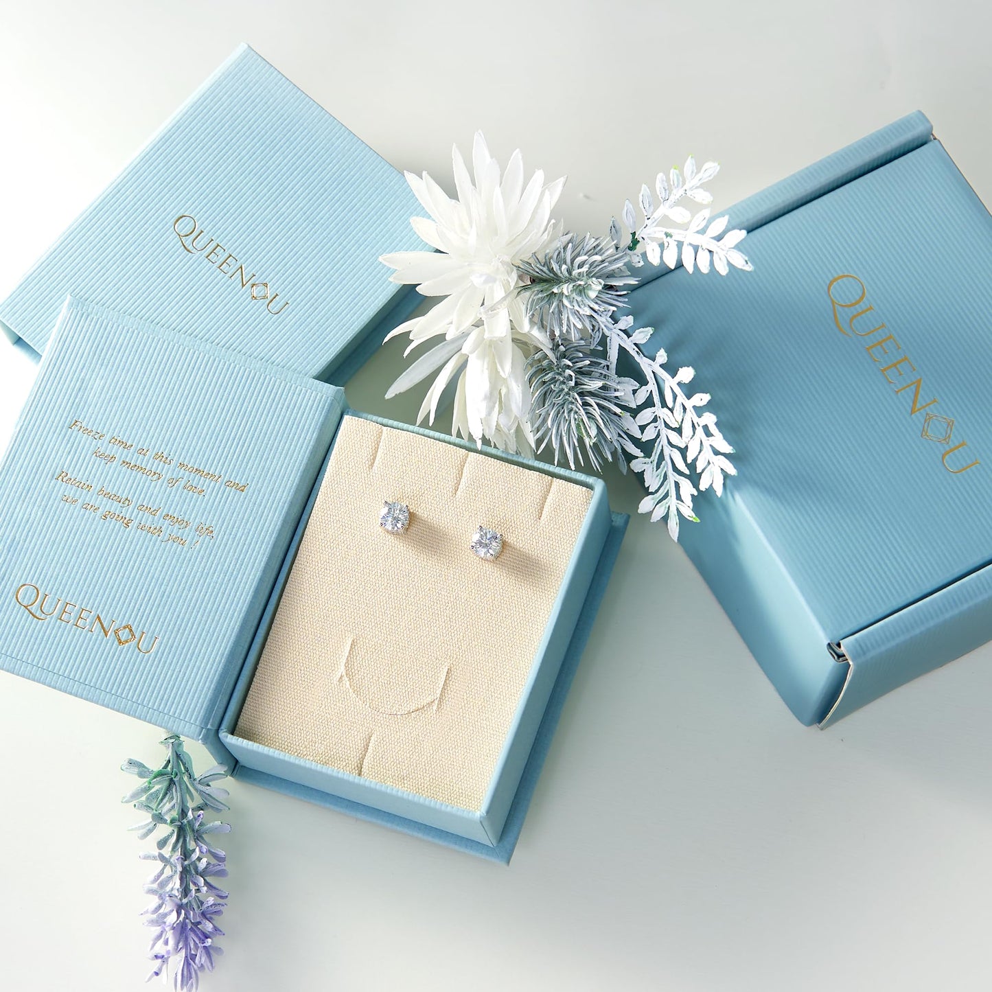 Moissanite Earrings Studs 1ct-3ct for Women/Men, 925 Sterling Silver with 18K White Gold Plated Hypoallergenic Flat Back Birthday Gifts for Women Girlfriend Wife Engagement VVS1 Lab Created Jewelry