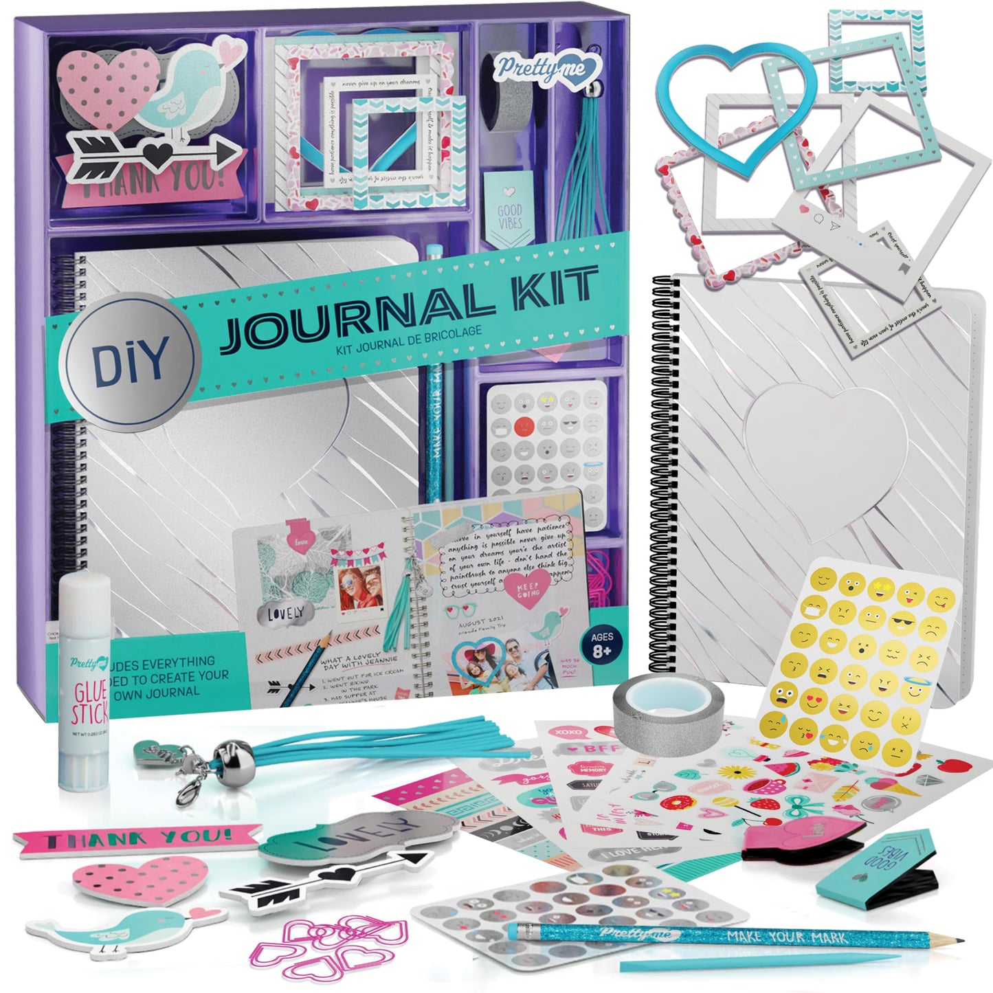 Pretty Me DIY Journal Kit for Girls - Gift for 8-14 Year Old Girl - Cool Birthday Gifts Ideas for Teens - Fun, Cute Art & Crafts Kits for Tween Teenage Kids- Scrapbook & Diary Supplies Toy Set