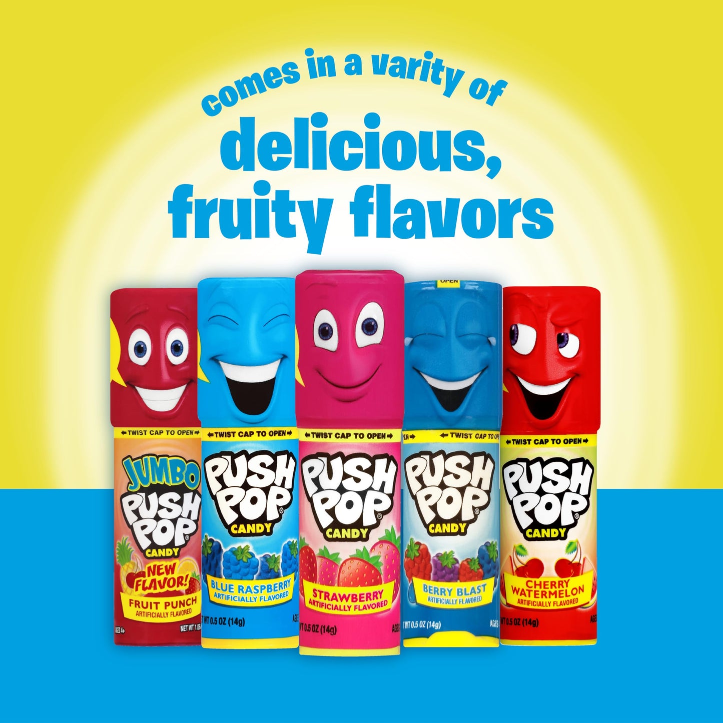 Push Pop Candy Variety Pack, Bulk Individually Wrapped for Party Favors, 24 Count Variety Lollipops, Fun Push Pop Lollipop Gift Baskets, Goodie Bags, Candy Gifts, Birthdays Kids Party Favors