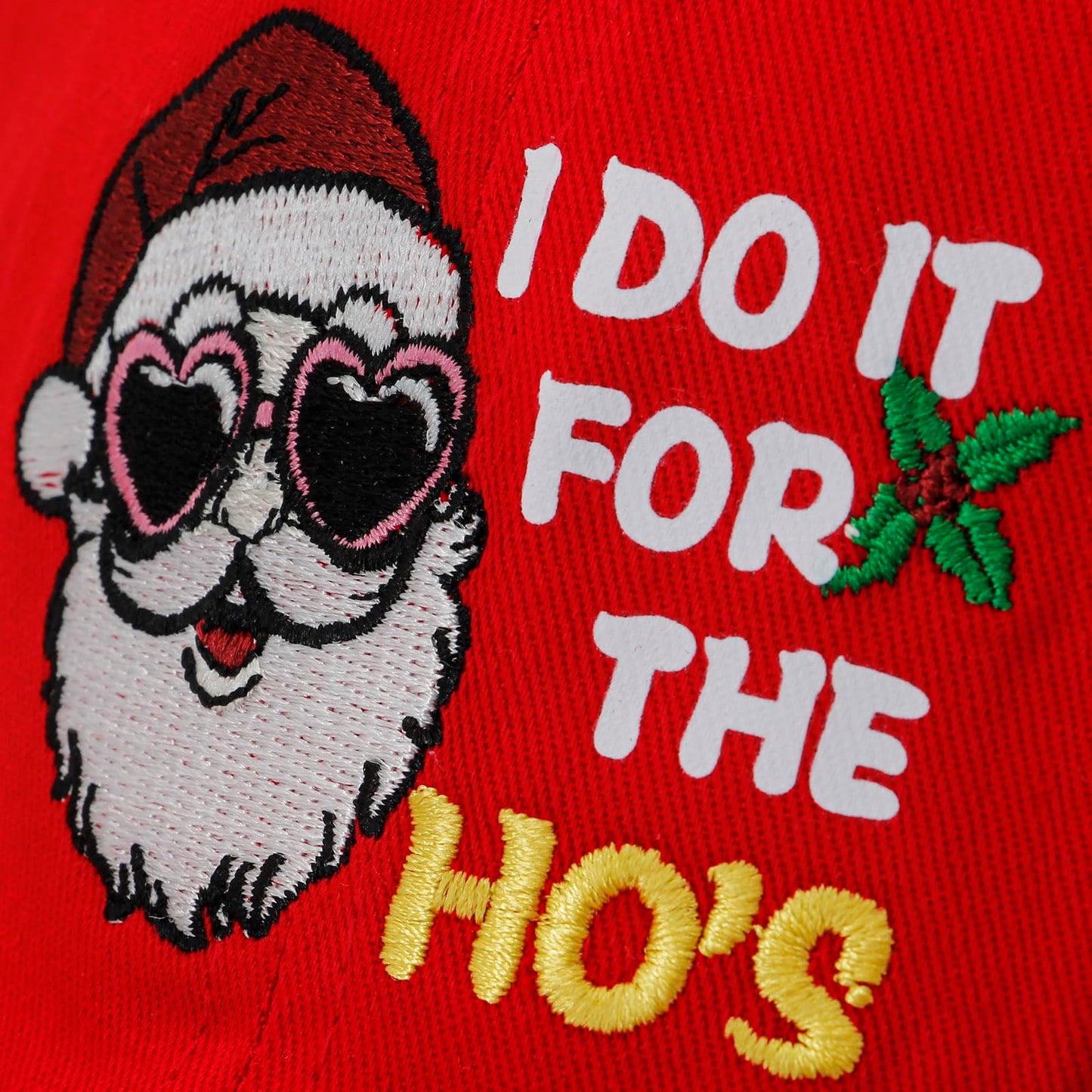 LOTBTRII Santa Hat Embroidered I Do It for The Ho's Funny Inappropriate Christmas Men Women Santa Baseball Cap with Fuzzy Fur Pom