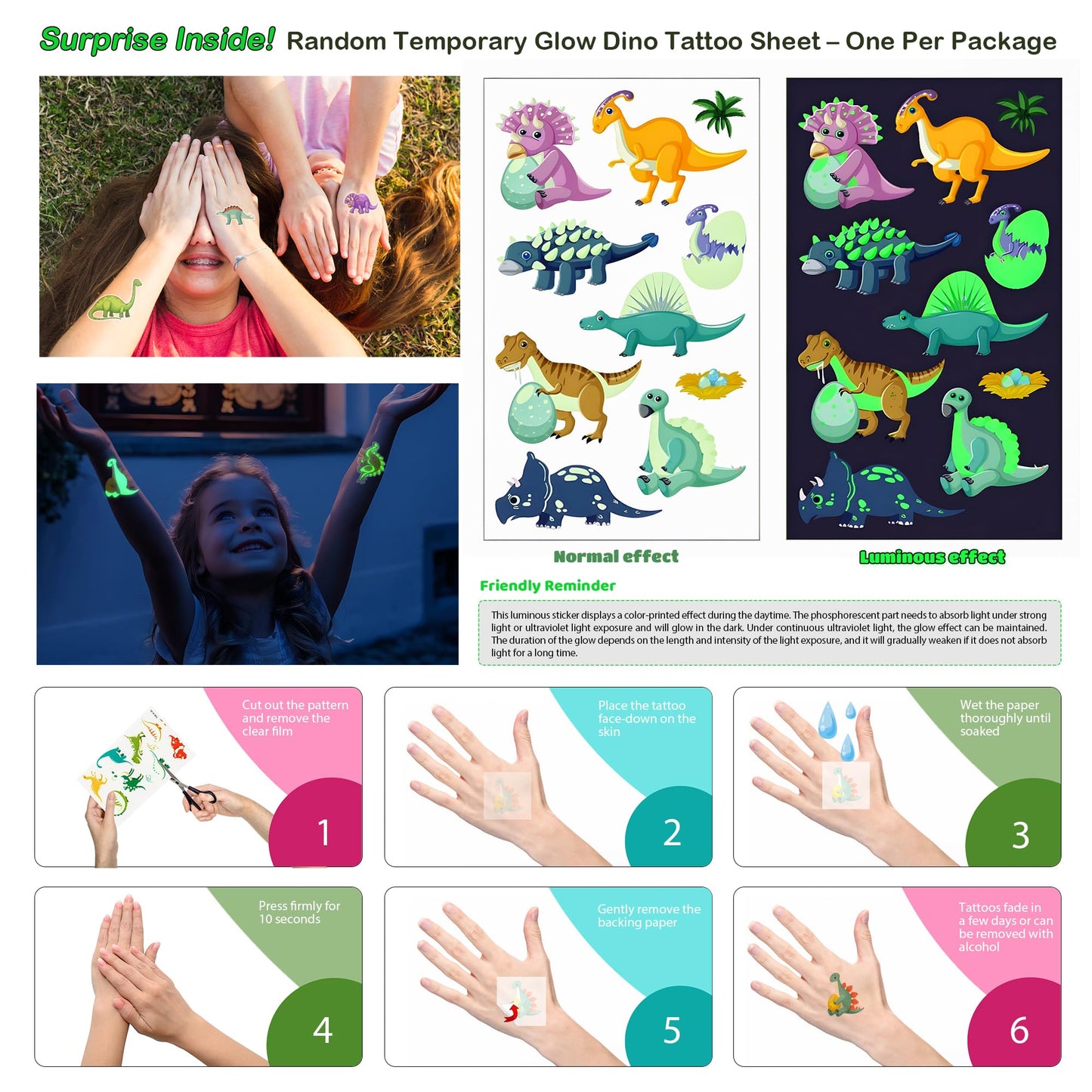 Dinosaur Party Favors for Kids – 12 Dino Eggs with Building Toy Set, Includes Glow-in-the-Dark Tattoos, 3-in-1 Models, Christmas & Birthday Gift, Goodie Bag Filler, Stocking Stuffer, Boys & Girls 6+