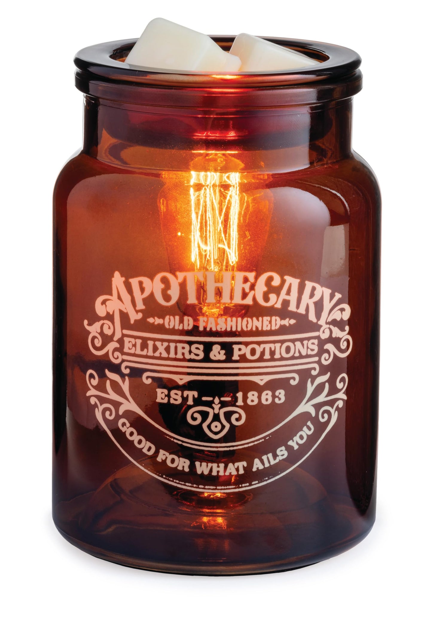 Candle Warmers ETC. Vintage Bulb Illumination Fragrance Warmer- Light-Up Warmer for Warming Scented Candle Wax Melts and Tarts to Freshen Room, Apothecary