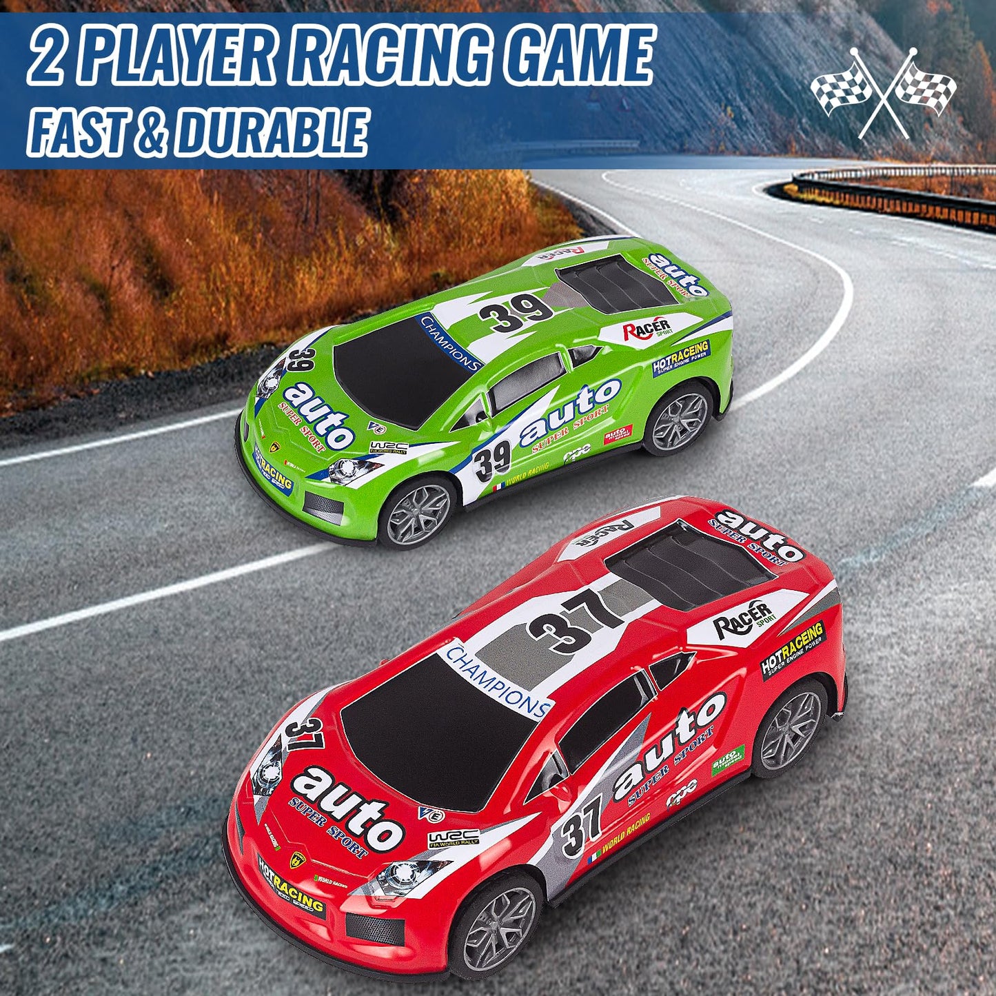 Race Toy Cars for Toddler Boys Girls 7 Inch Friction Powered Trucks for Kids Ages 3 4 5 6 7 8 Years Old Stocking Stuffers for Kids - 6Pack