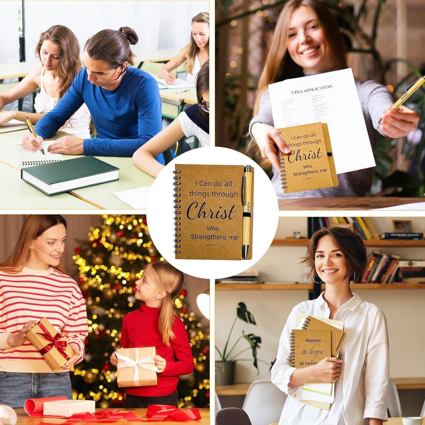 60pcs/30sets Bulk Christian Gift Spiral Notebooks with Bible Bamboo Pen Prayer Journal for School Office Believers Staff Inspirational Diary Mini Notepad Mother's Day Gift Inspirational Thank You Set