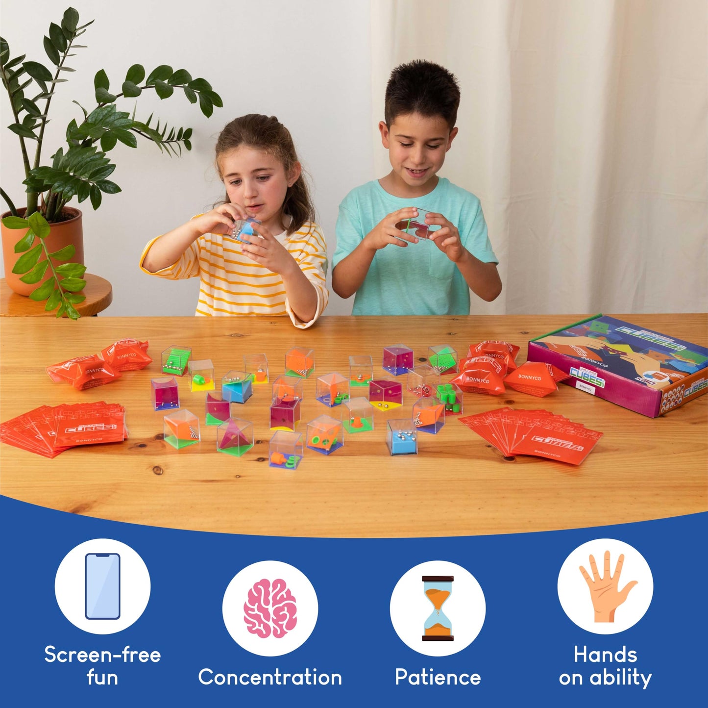 BONNYCO Brain Teaser Puzzles Cubes Kids Party Favors Pack 30 Pinata Goodie Bags Stuffers for Kids 3-5 4-8, Return Gifts for Birthday Party | Mini Puzzle Games, Classroom Prizes | Rewards Stocking