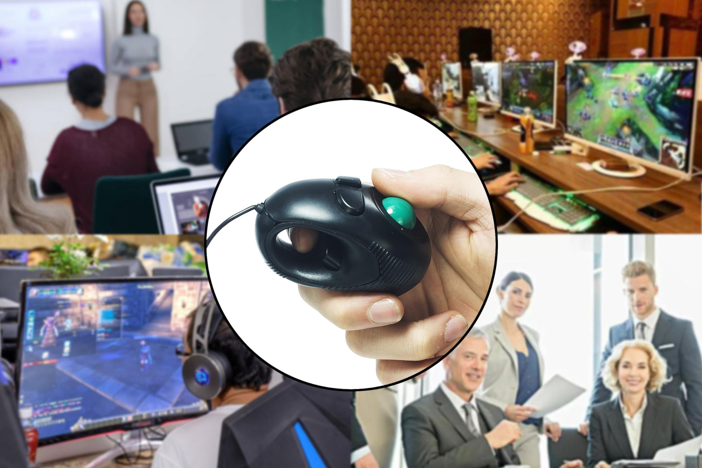 YUMQUA Finger Mouse, Handheld Trackball Mouse Mini 4D USB Hand Held Wired Pointer Thumb Ball Mice with Roller for Laptop Mac Window Computer Fits Left and Right Handed Users