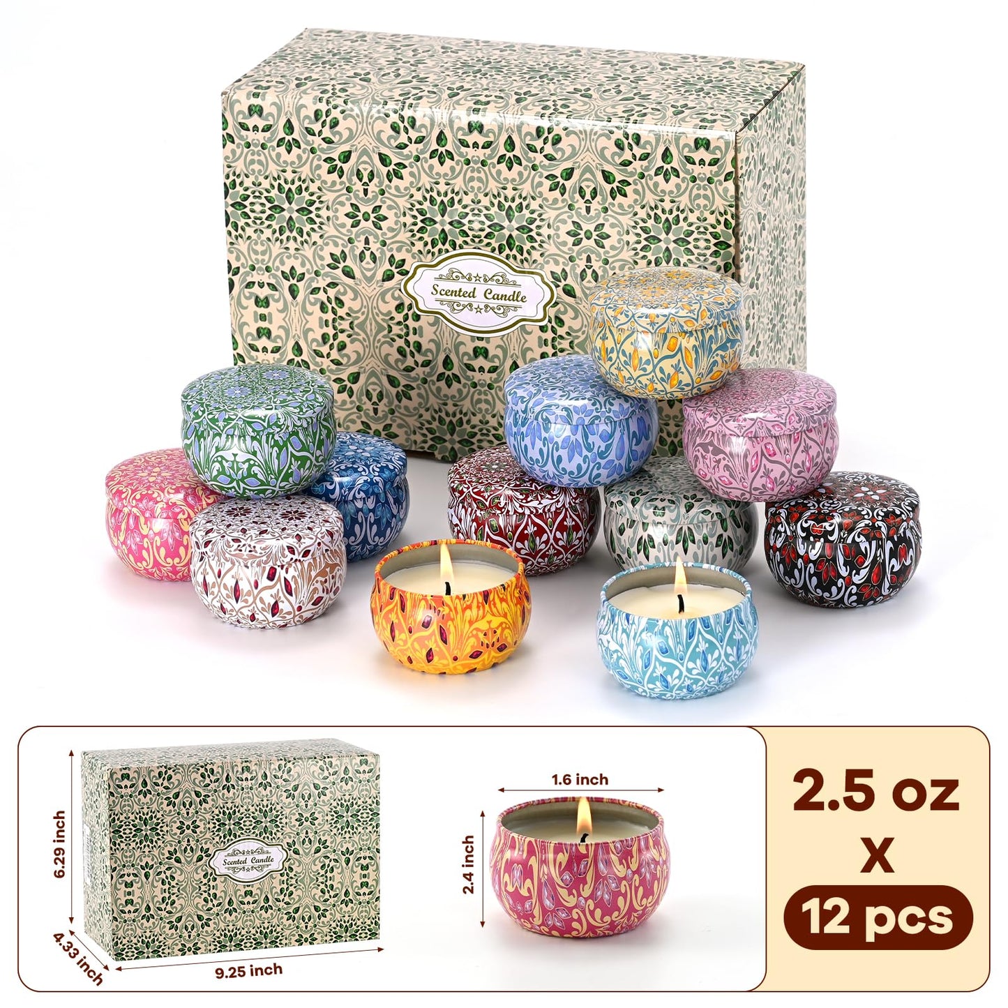 Obisesio Scented Candle Set, 12 Pack Candles Gift for Home Scented, Aromatherapy Candle Gift, 2.5 oz Long Lasting Soy Candles for Men, Women, Friends Birthday, Mother's Day, Valentine Bath SPA