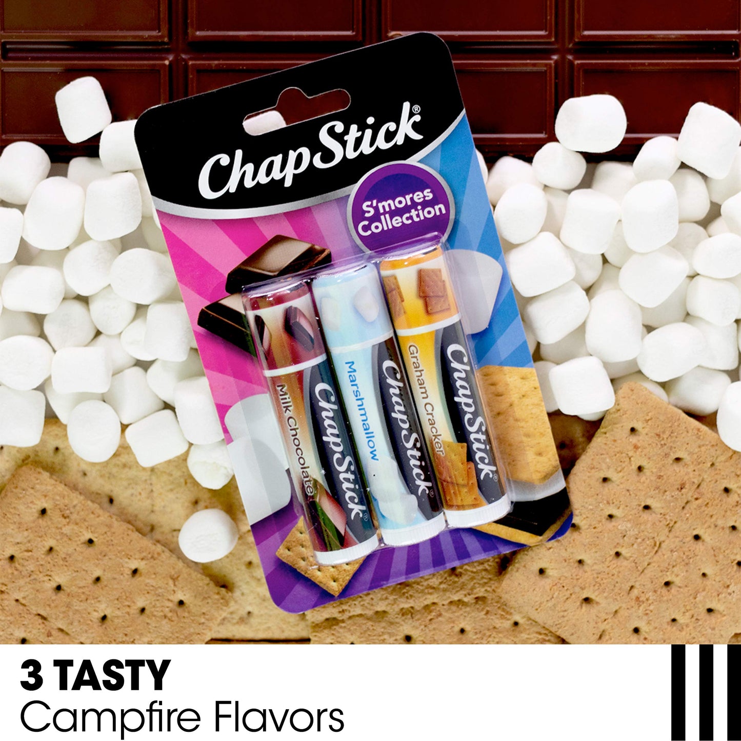 ChapStick Lip Balm, Ice Cream Collection 3-Pack, Ice Cream Classics 3-Pack + S’mores Collection – Fun & Flavorful Lip Care, Birthday Gift, Party Favors, Stocking Stuffers, 0.15 Oz Ea