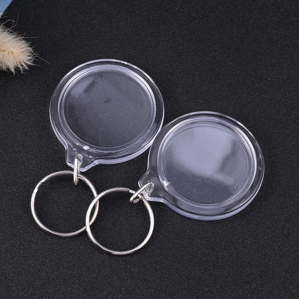 SUPVOX Acrylic Keychain - 100pcs Circular Blank Transparent Photo Frame Keyring