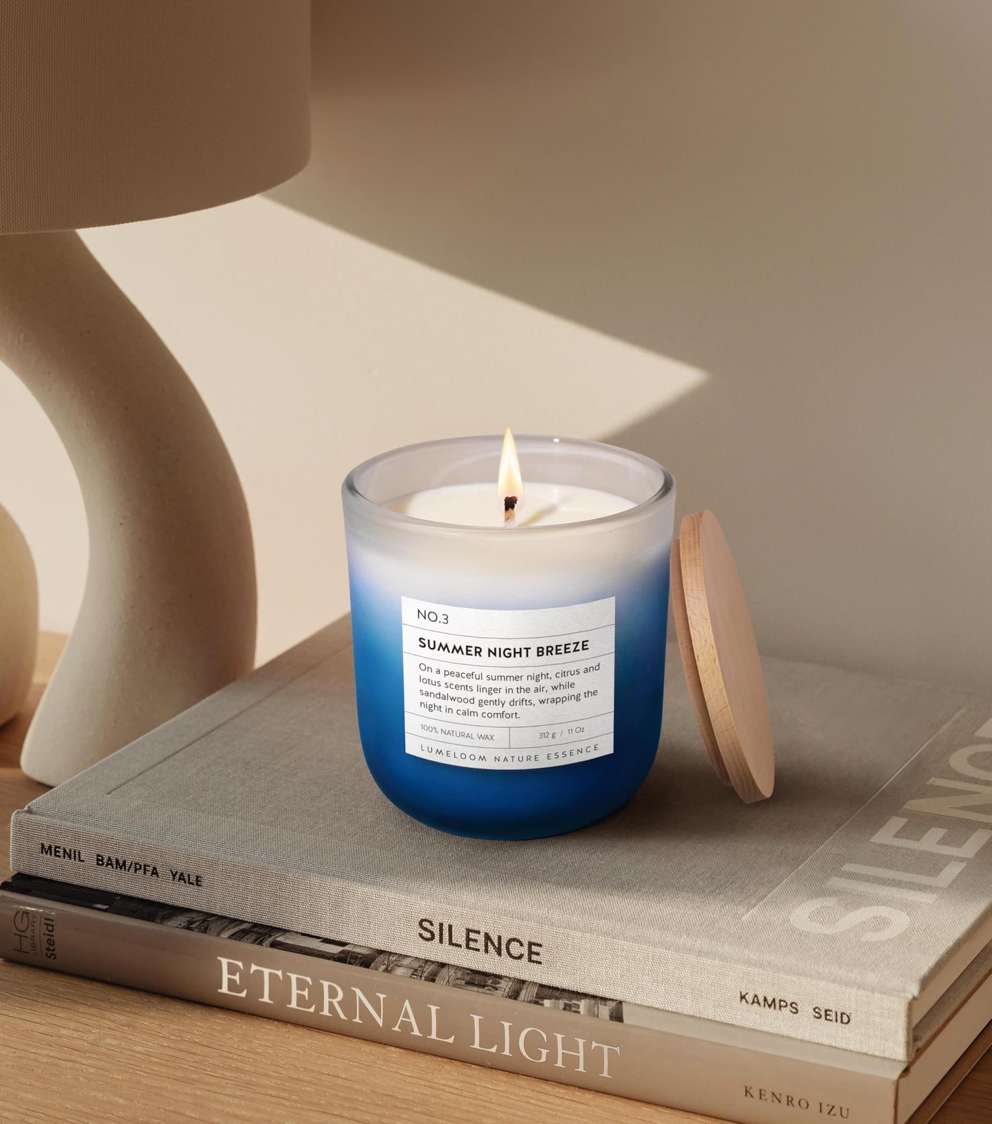 LUMELOOM Summer Night Breeze Scented Candle, 11oz Aromatherapy Soy Wax Candles for Home Scented, Long Lasting, Fathers Day, Fruits, Flower, Wood Scent Gift for Men, Women, Relaxation & Stress Relief