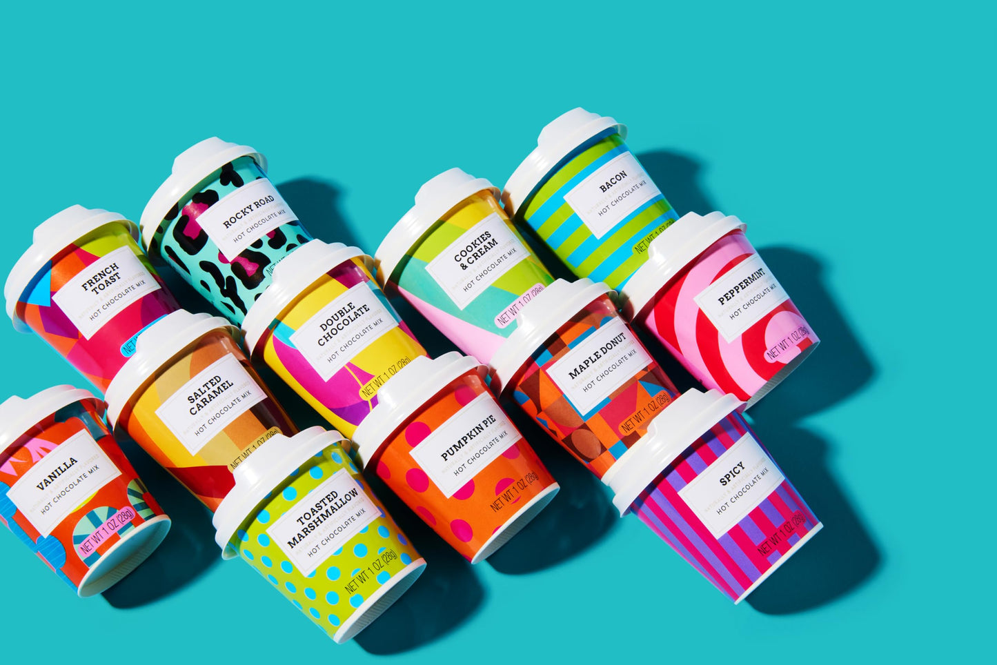 BomBombs, Hot Chocolate Mix Gift Set with Mini Cup Packaging, Dessert Flavors Include Rocky Road, Cookies Butter, Pumpkin Pie & More, Set of 12