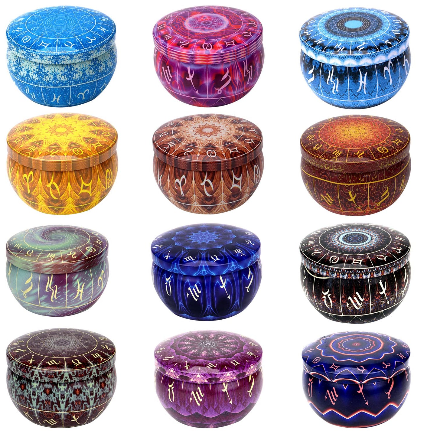 12 Constellations Scented Candles Gift Set 2.5oz Aromatherapy Candles Strong Fragrance Portable Travel Tin Jar Candles Gifts for Home Scented Decoration Birthday Valentine'sDay