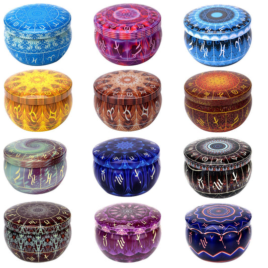 12 Constellations Scented Candles Gift Set 2.5oz Aromatherapy Candles Strong Fragrance Portable Travel Tin Jar Candles Gifts for Home Scented Decoration Birthday Valentine'sDay