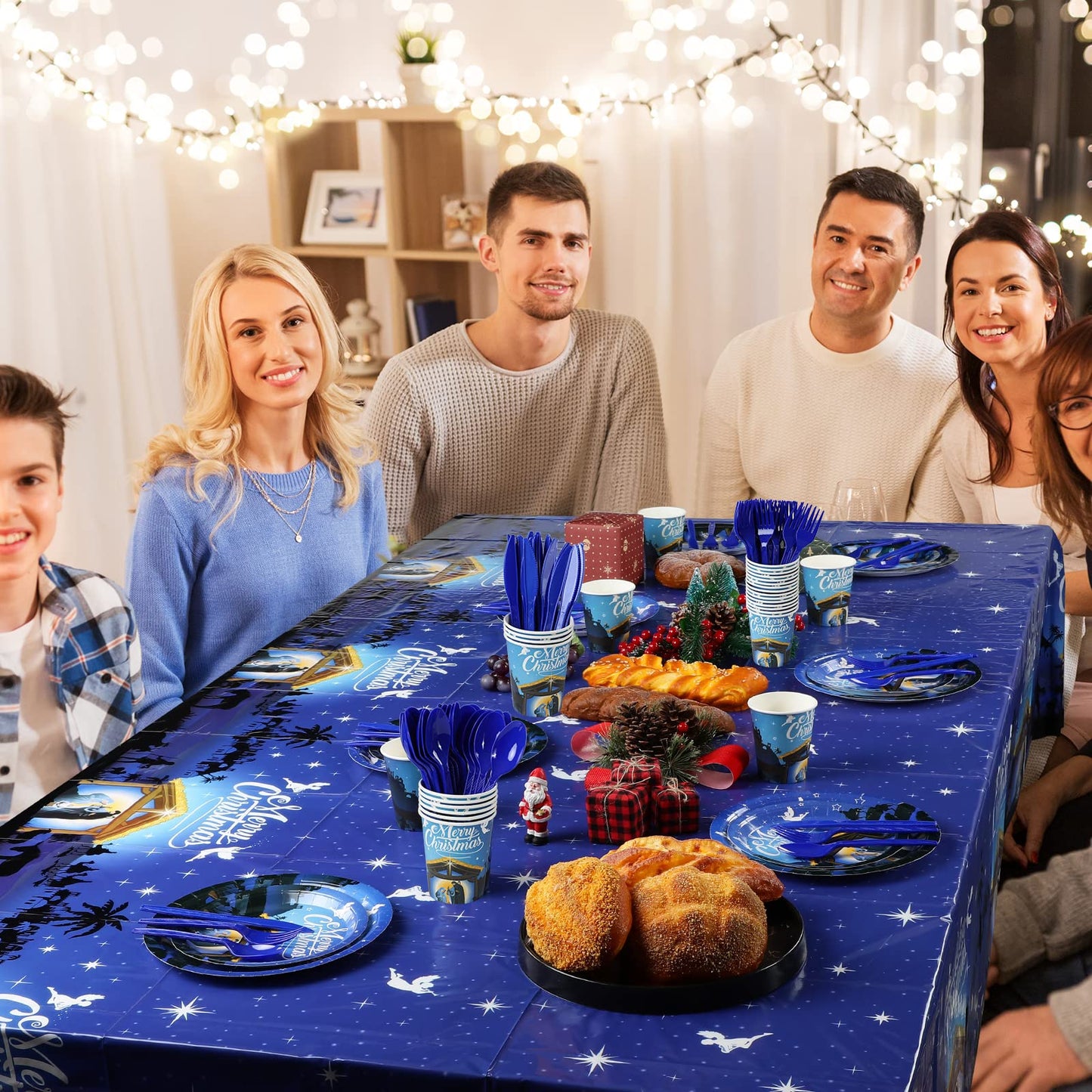 Christmas Nativity Party Supplies, Christmas Nativity Plates and Napkins Set, Disposable Jesus Holy Night Paper Plates Napkins Cups Knives Spoons Forks for Xmas Winter Holiday Party Decors, Serve 25