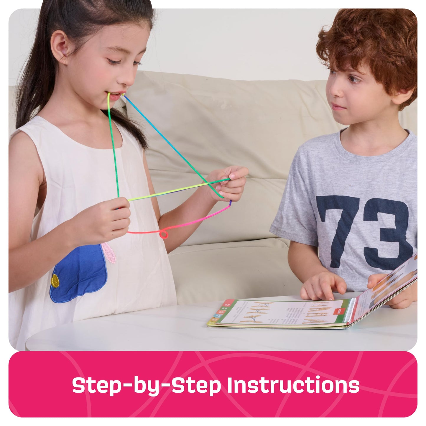 Dan&Darci Cat’s Cradle String Game Book w/ String - Step by Step Illustrated Guide - Gifts for 8 9 10 11 12 Year Old Girl - Gifts for Kids - Stocking Stuffers - Tween, Preteen Girl Gift - Kids Books