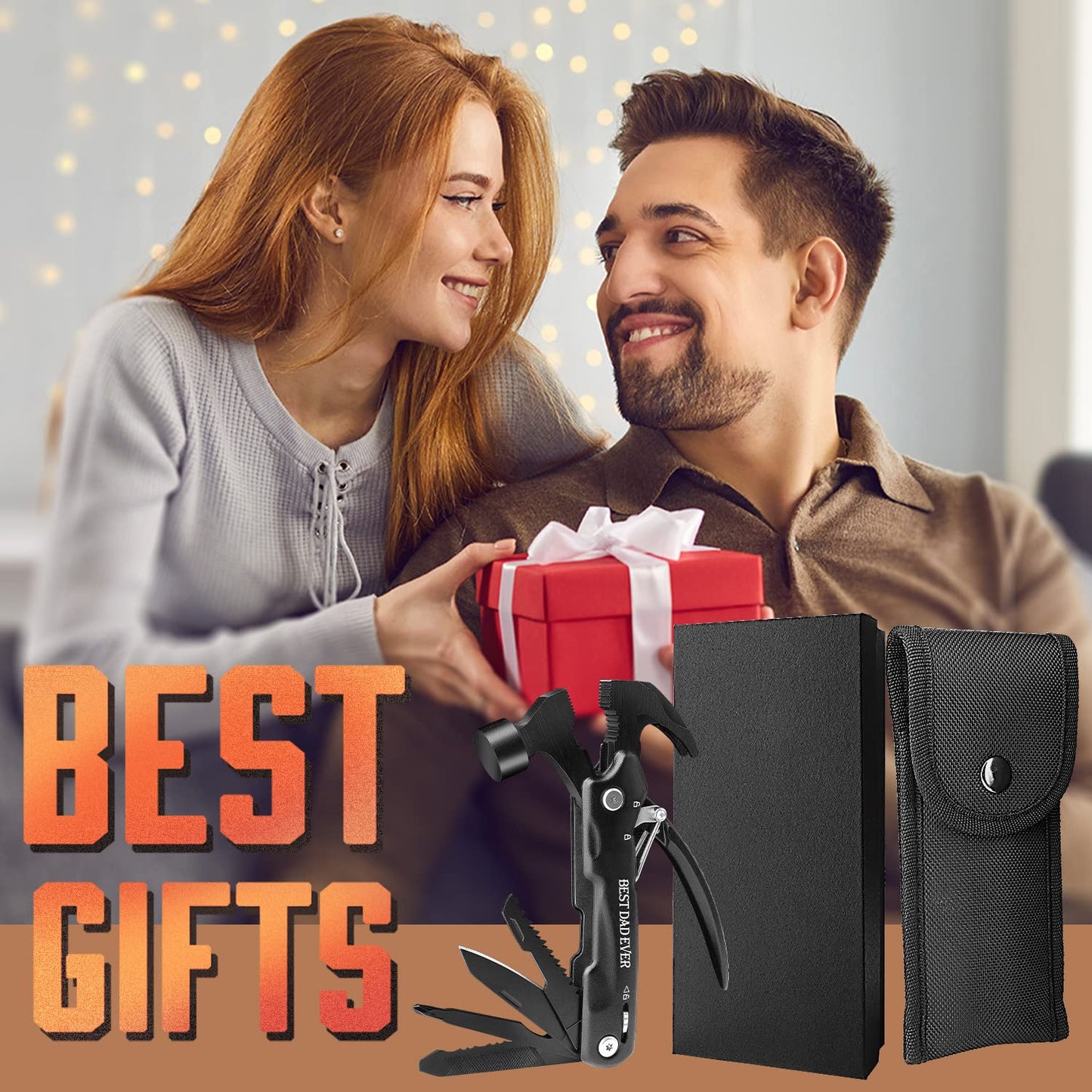 Custom Gifts For Men, Hammer Multi Tool 12 In 1, Camping Gear Survival Gadgets, Dad, Husband, Boyfriend, Grandpa, Grandson, Uncle, Brother, Groomsman, Anniversary Father's Day Birthday Valentines Gift