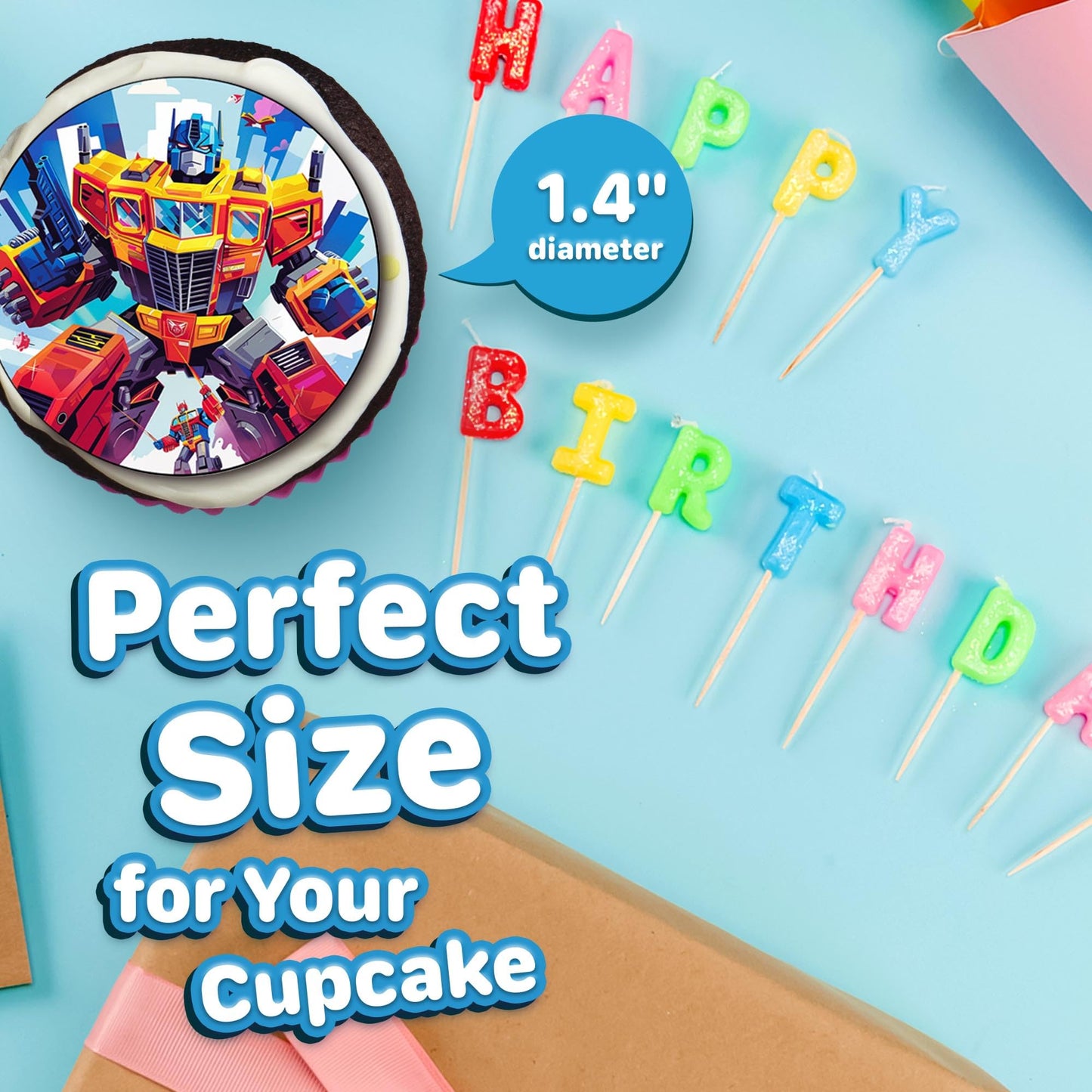 30 x Edible Cupcake Toppers – Robot Hero Adventure Themed Collection of Edible Cake Decorations | Uncut Edible on Wafer Sheet