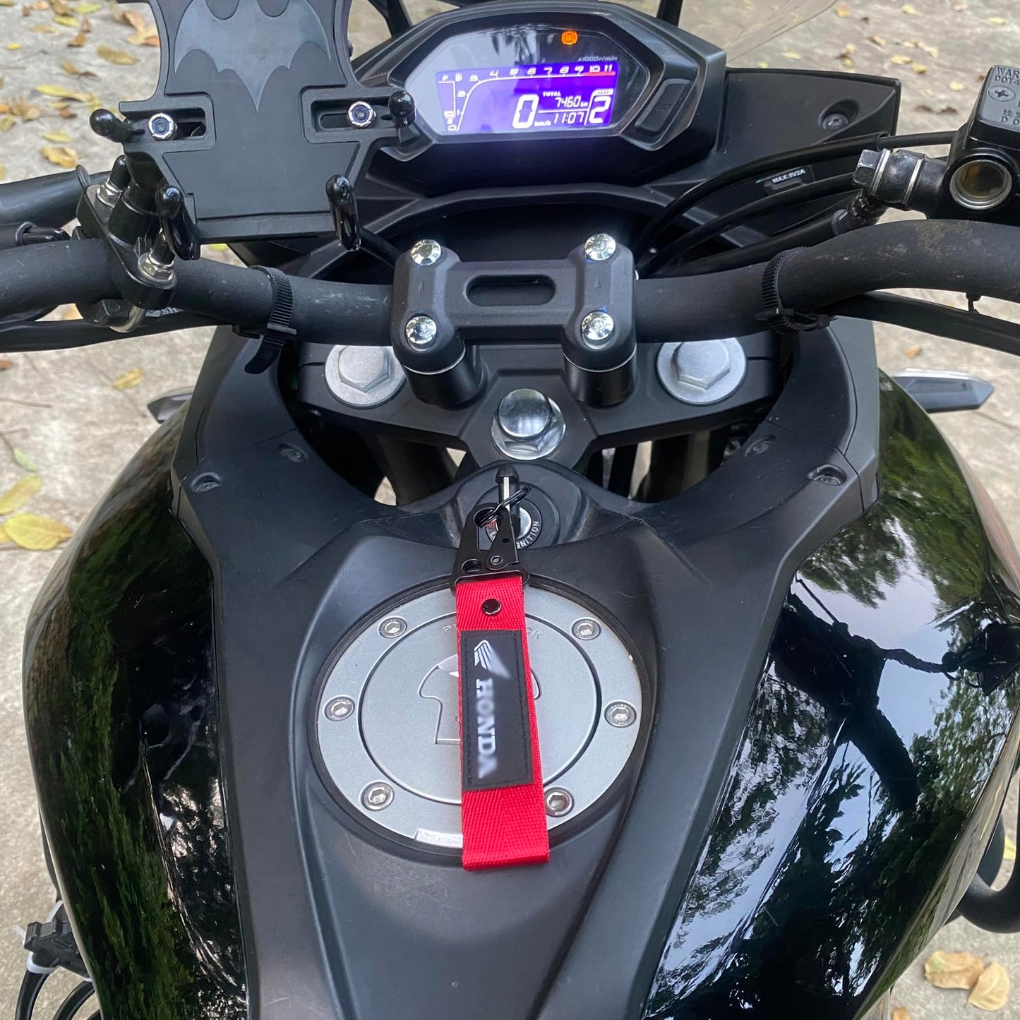 AUSZUOI 2 Pcs Fabric Keychain, Black and Red Motorcycle Keychain, Heavy Duty Key Chain for Bike, Car