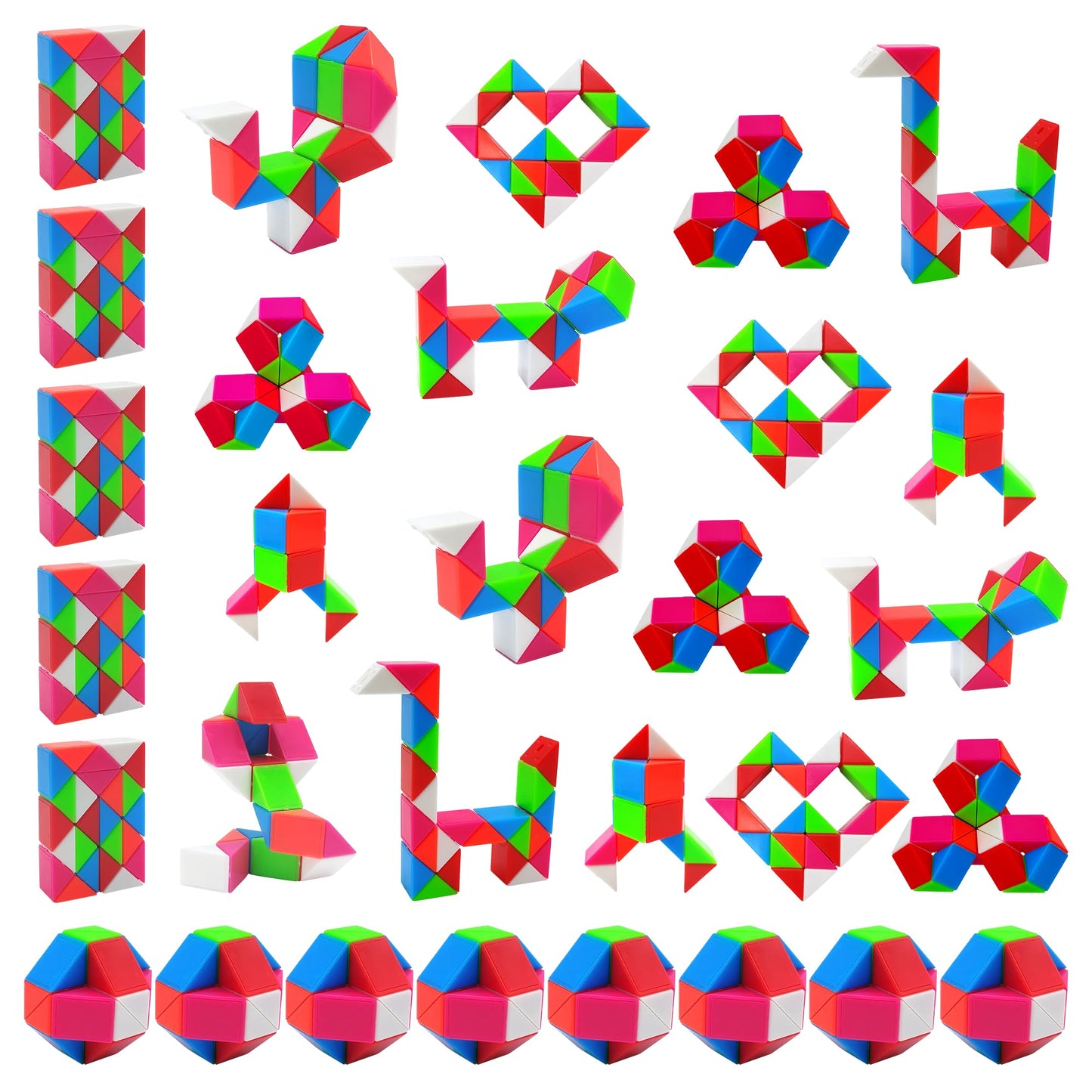 Aubrogo Party Favors -30Pcs Fidgets Snake Cube Puzzles Toy for Goodie Bags, Boys Stocking Stuffers, Bulk Fidgets Toy Treasure Box Classroom Prize Birthday Back to School Students Gifts