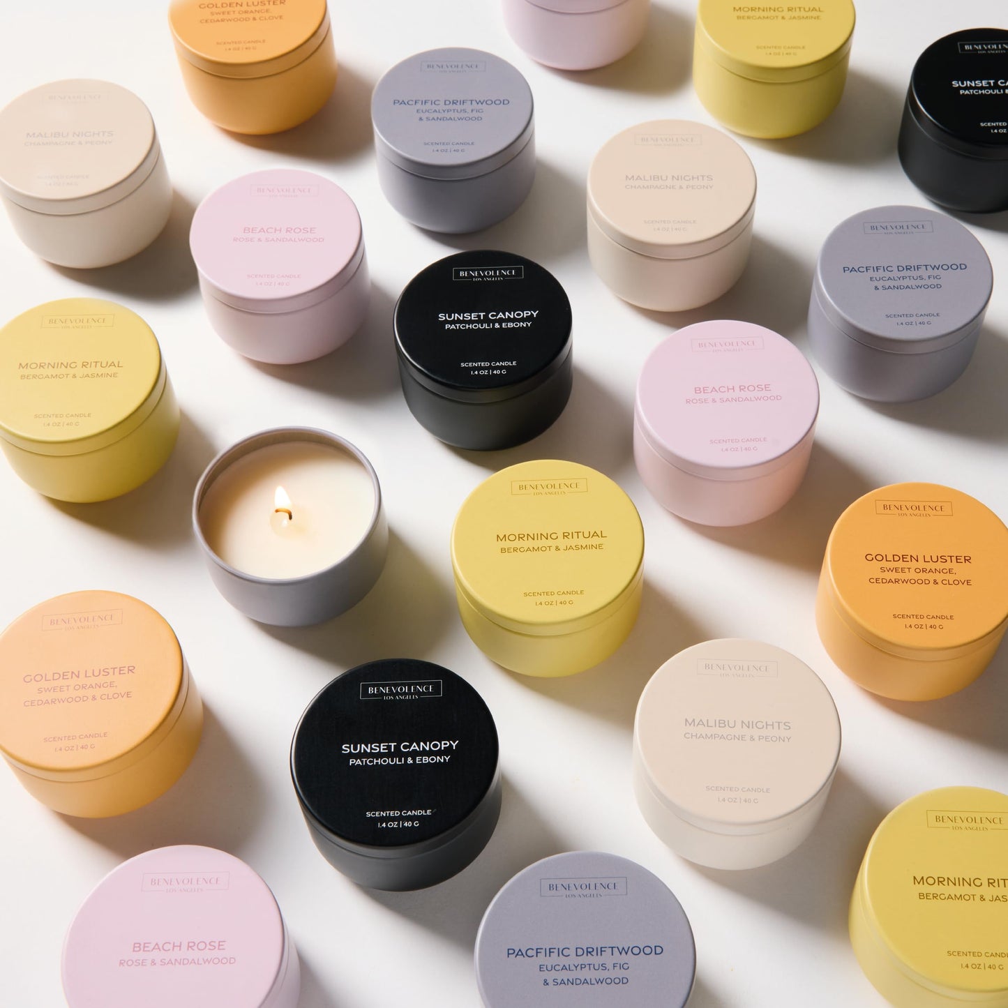 Benevolence LA Candle Gift Set – 6 Scented Candles (1.4 oz) | Aromatherapy Candles with Orange, Eucalyptus, Rose, & Jasmine Scents