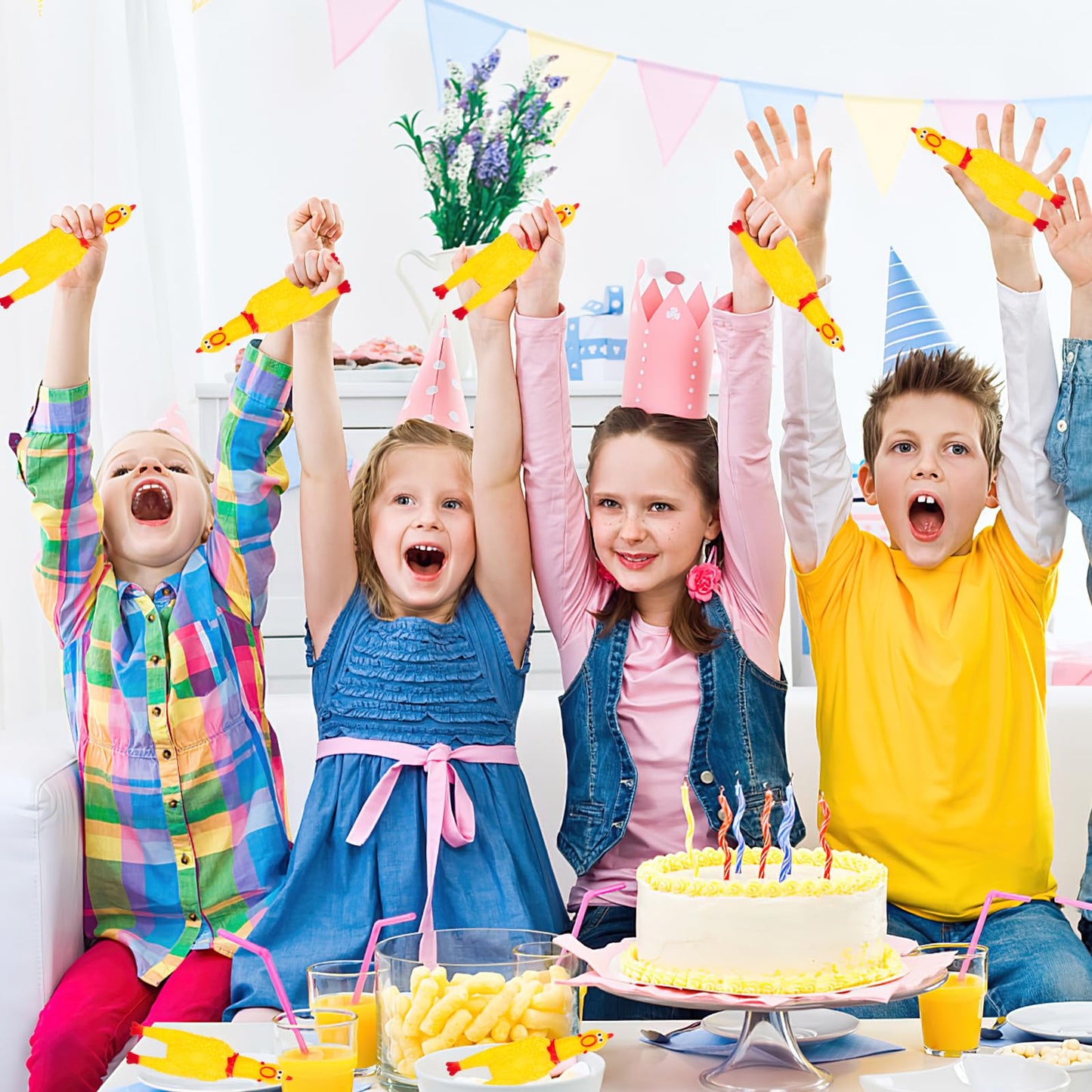 POPLAY 20PCS Squeaky Rubber Chickens, Screaming Chickens Bulk Prank Novelty Toys Pet Toys for Party Favors Family Game Dog Toys Noise Maker