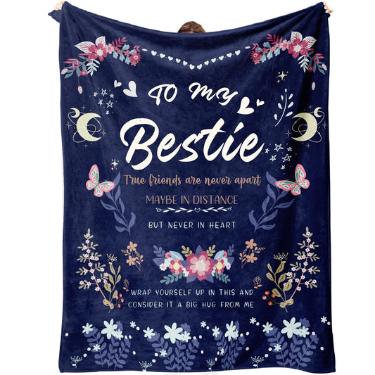 Bestie Gifts for Women on Christmas - Best Friend Blanket Gift 60 x 50 Inch - Bestie Gift, Best Friend Happy Birthday Gifts - Friendship Flannel Throw Blanket Thinking of You Far Away Gifts