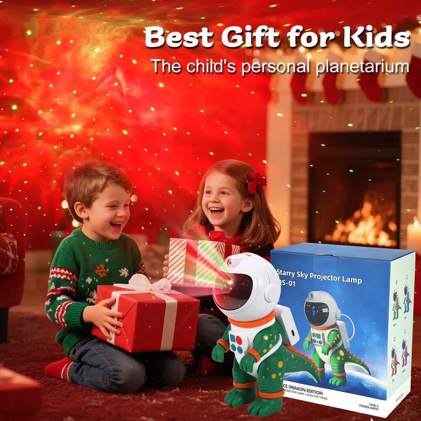 LOVME Galaxy Star Projection Night Light, Dinosaur Astronaut Space Projector with 8 Modes Starry Nebula Effects, Timer & Remote Control, Bedroom Ceiling Decor for Kids, Christmas Birthday Gift(Green)