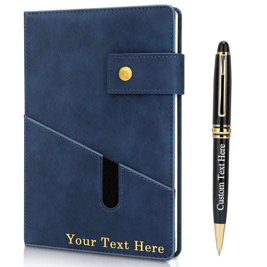 Personalized Journal Notebook, Personalized Hardcover Notebook with Pen Set, A5 Customized Lined Journals for Women and Men, Diary for Women - Birthday, Best Friend, Sister, Mothers Day Gift (Blue)