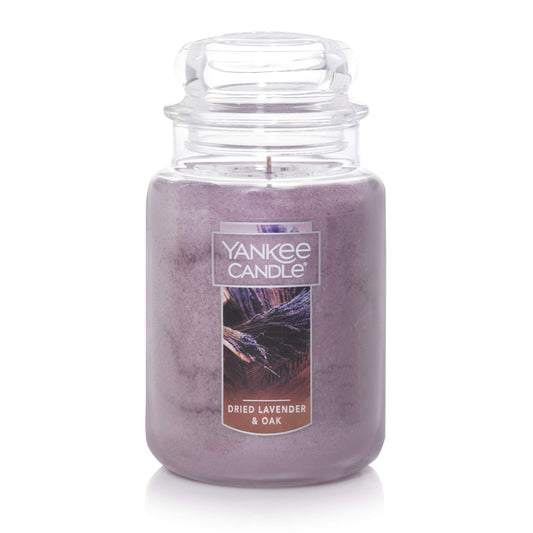 Yankee Candle Dried Lavender & Oak Scented Classic 22 Oz Large Jar Single Wick Aromatherapy Candle Over 110 Hours of Burn Time Ideal for Creating a Welcoming Home Perfect for Gifting