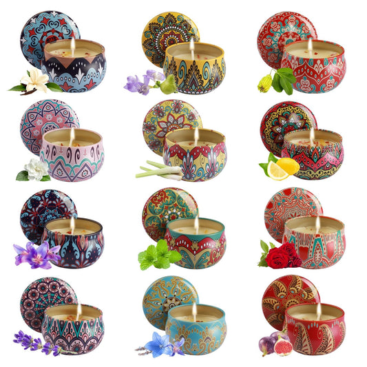 YARDZINE Scented Candles Gift Set, 12 Pack Candles for Home Scented, 2.5 oz Long Lasting Soy Wax Aromatherapy Candle Set with Gift Box, Birthday Gifts for Women