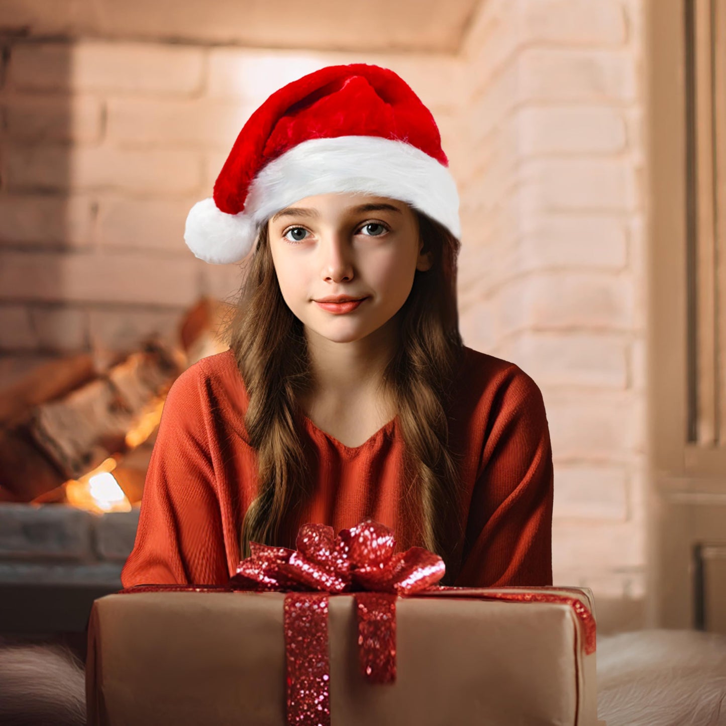 Velvet Santa Hats - Adults Unisex Soft Thicken Fur Santa Claus Hat, 4 Pack Christmas Hat Holiday Headwear