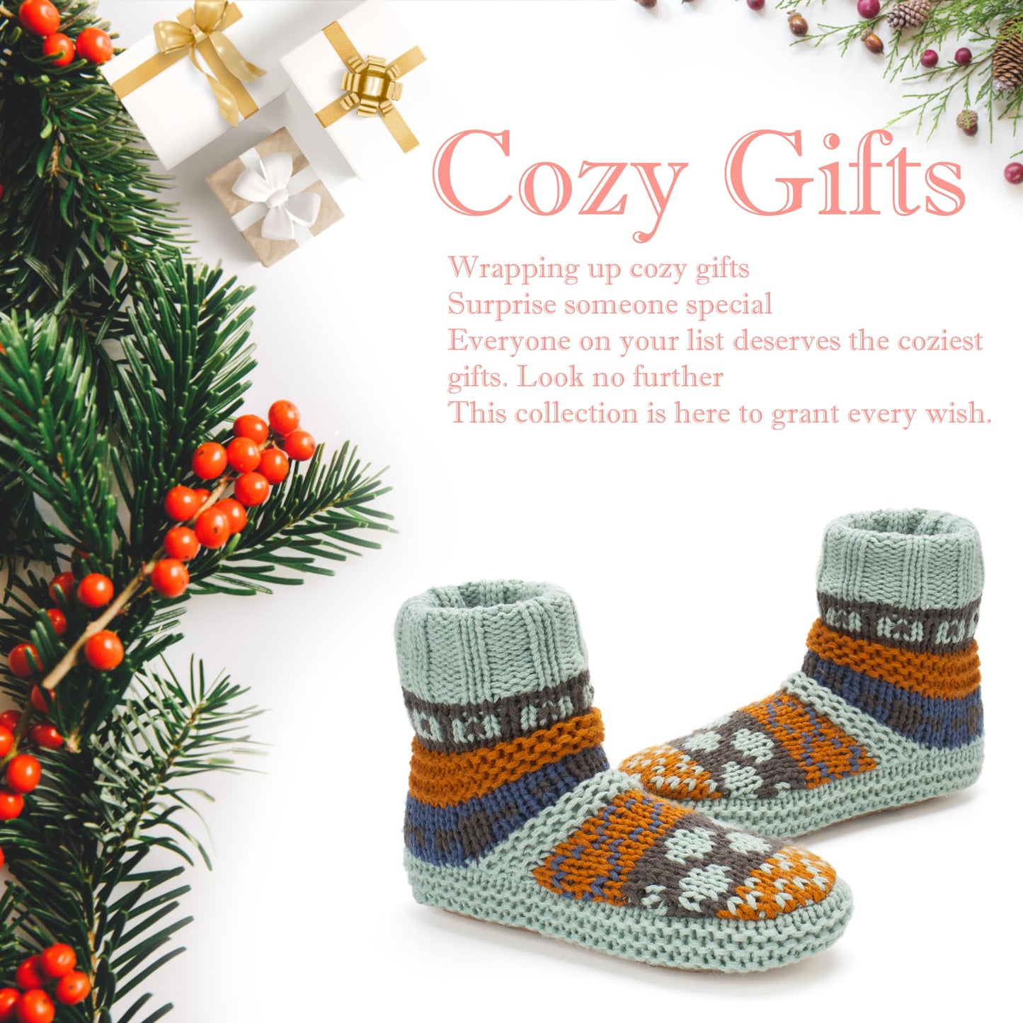 The Metluks Warm Slipper Socks for Women, Winter Fuzzy House Shoes Indoor, Cozy Christmas Gifts for Mom Grandma Unique Adult Size 9-11 Teal