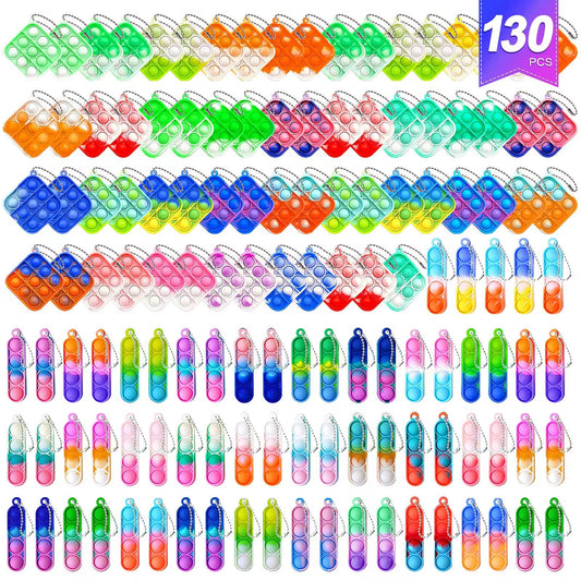 amicbng 130 Pcs Pop Keychain Party Favors ,Mini Pop Keychain It Fidget Toy Bulk Stocking Pinata Stuffers Birthday Carnival Treasure Classroom Prizes Toddler Toys Fidget Pack Stress Relief Toys (130)