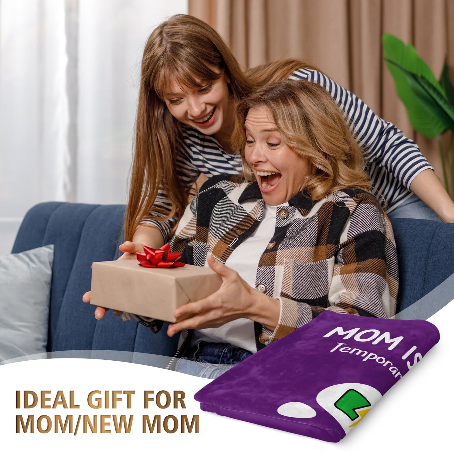 Craftique Gifts for Mom Birthday Christmas- Funny Soft Mom is Charging Blanket- New Moms Gifts for Women, Practical Blanket Throw for Napping Travel, 80”×60”