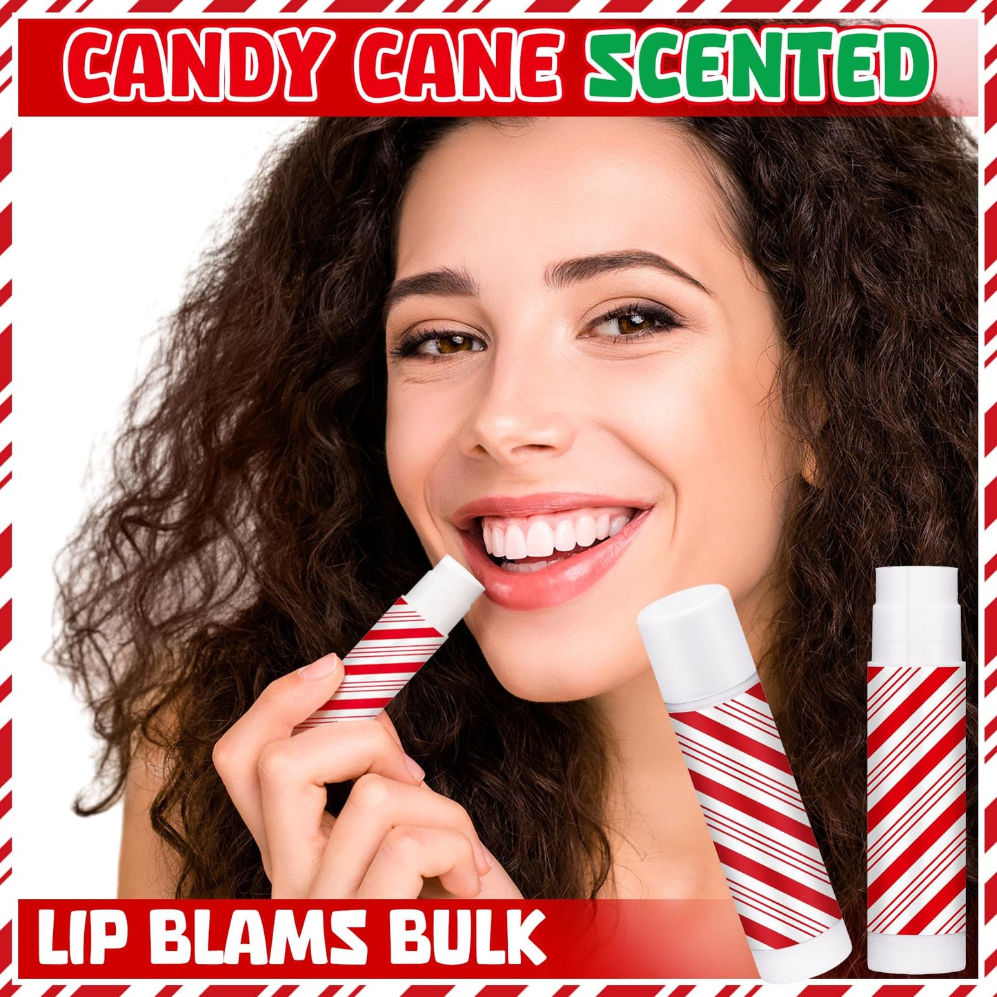 Siifert 50 Pcs Candy Christmas Lip Balms Bulk Peppermint Candy Scented Lip Balms Holiday Flavor Christmas Party Gifts Stocking Stuffers Bulk for Women Men Staff Employee Coworkers Teacher Volunteer
