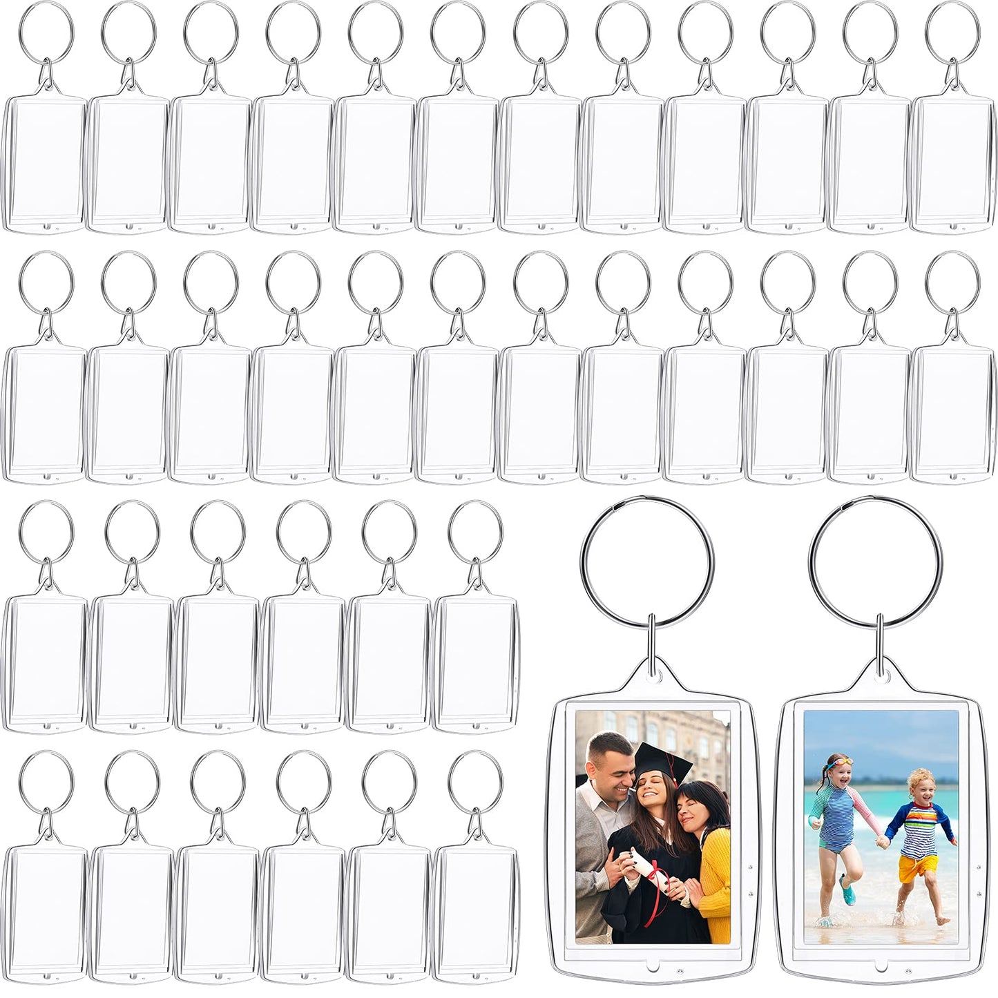 MTLEE 150 Pcs Photo Insert Keychain Clear Acrylic Picture Keychains Picture Frame Key Chain Blank Photo Keychains(Square)