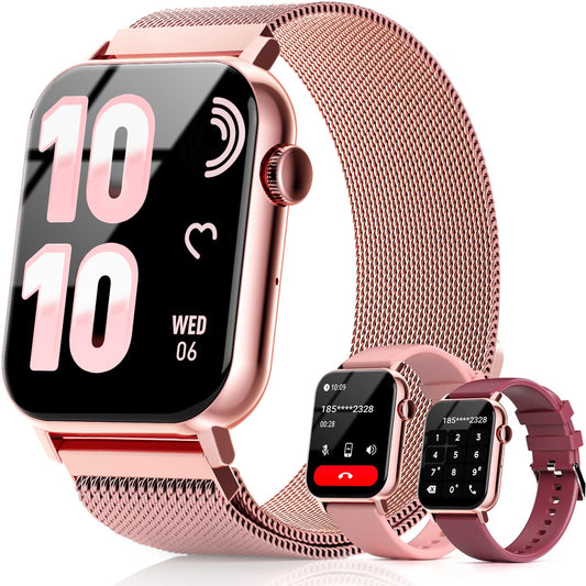 Trendia Smart Watches for Women, 1.83" HD Fitness Tracker (Answer/Make Calls), 120+ Sport Modes with Heart Rate/Sleep Monitor, IP68 Waterproof, Fitness Watch for iOS Android, Rose Gold