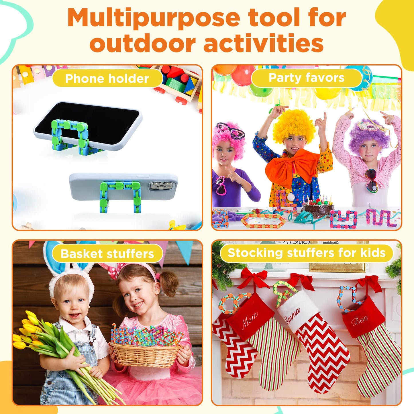 Sotiff 60 Pieces Wacky Track Fidget Toy Fidget Wacky Tracks Snap Colorful Snake Toys Gifts for Kids Adult Autism Stress Relief Therapy Toys Keeps Mind Focused(Classic Color,24 Links)