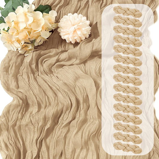 15 Pack Beige Cheesecloth Table Runner 17 x 108 inch Cheese Cloth Table Runners 9ft Beige Table Runner Rustic Romantic Sheer Gauze Runner for Wedding Party Baby Shower Table Decoration