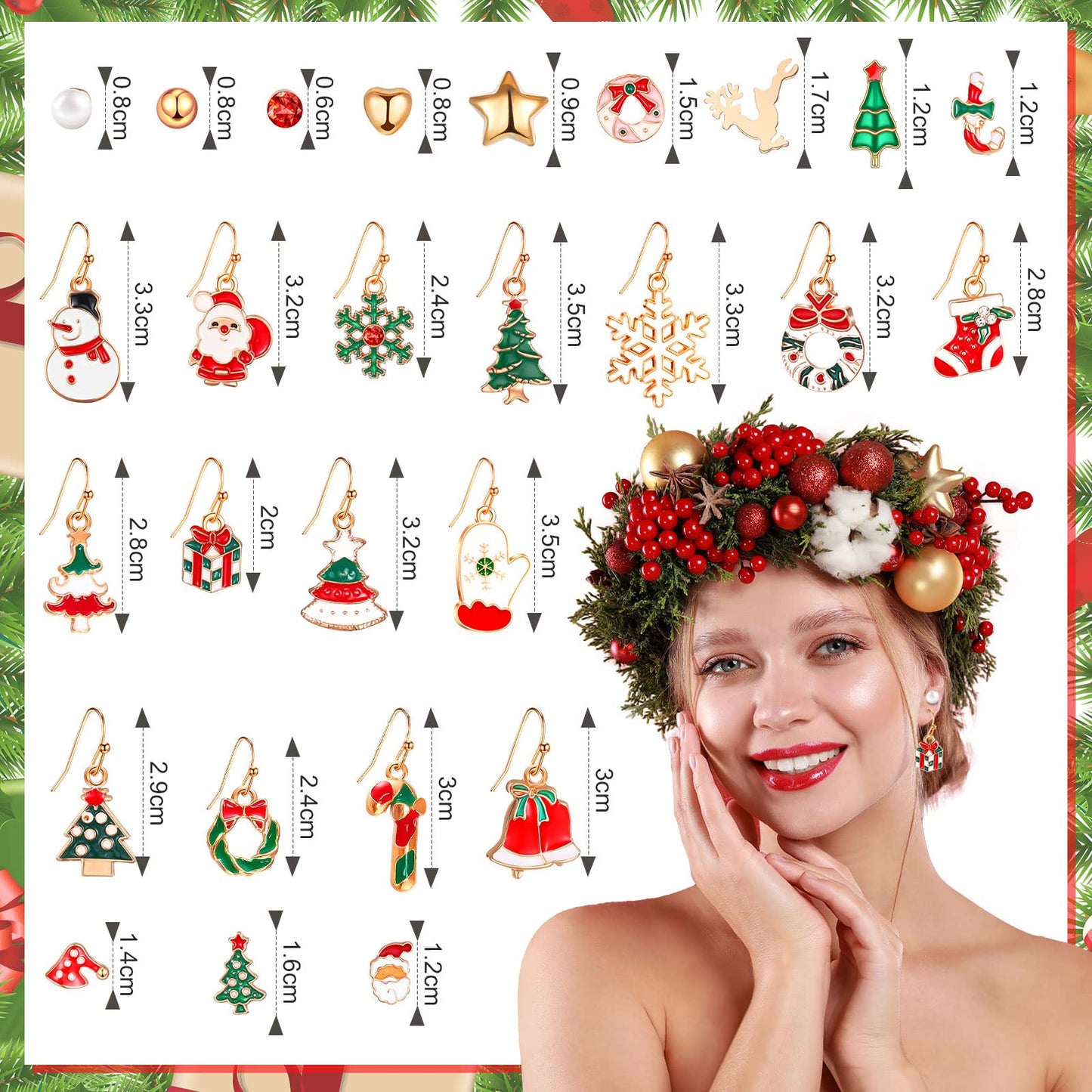 54 Pairs Christmas Earrings for Women Xmas Drop Earrings Set Holiday Jewelry Earrings Christmas Tree Snowflake Santa Claus Earrings Merry Christmas Earrings Gift for Xmas Party Decorations