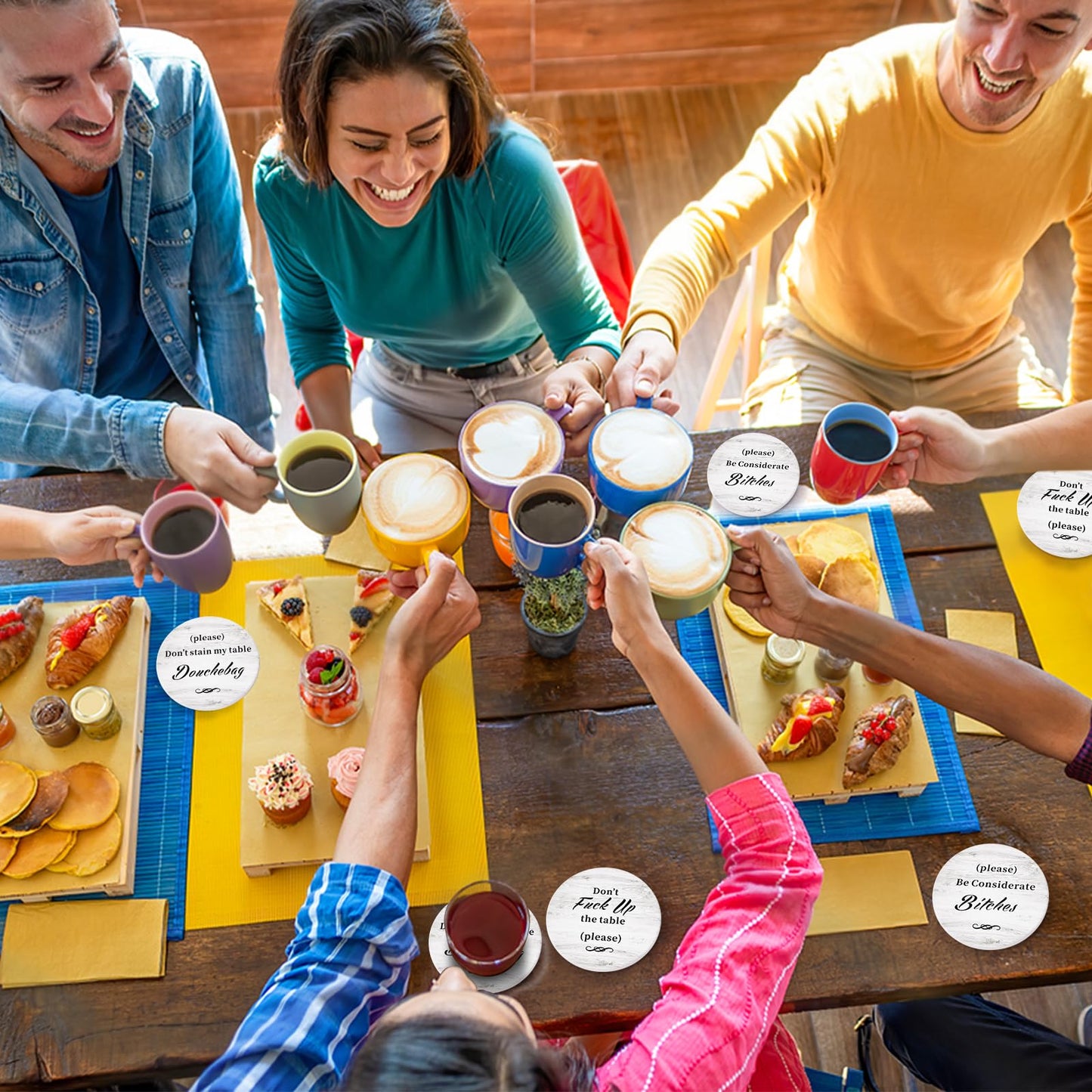 White Elephant Gifts for Adults, Funny Coasters Set of 6 with Holder Christmas Stocking Stuffers for Men Women, Gag Gifts Couples Birthday Housewarming Secret Santa Cool Friend Presents for Her Him